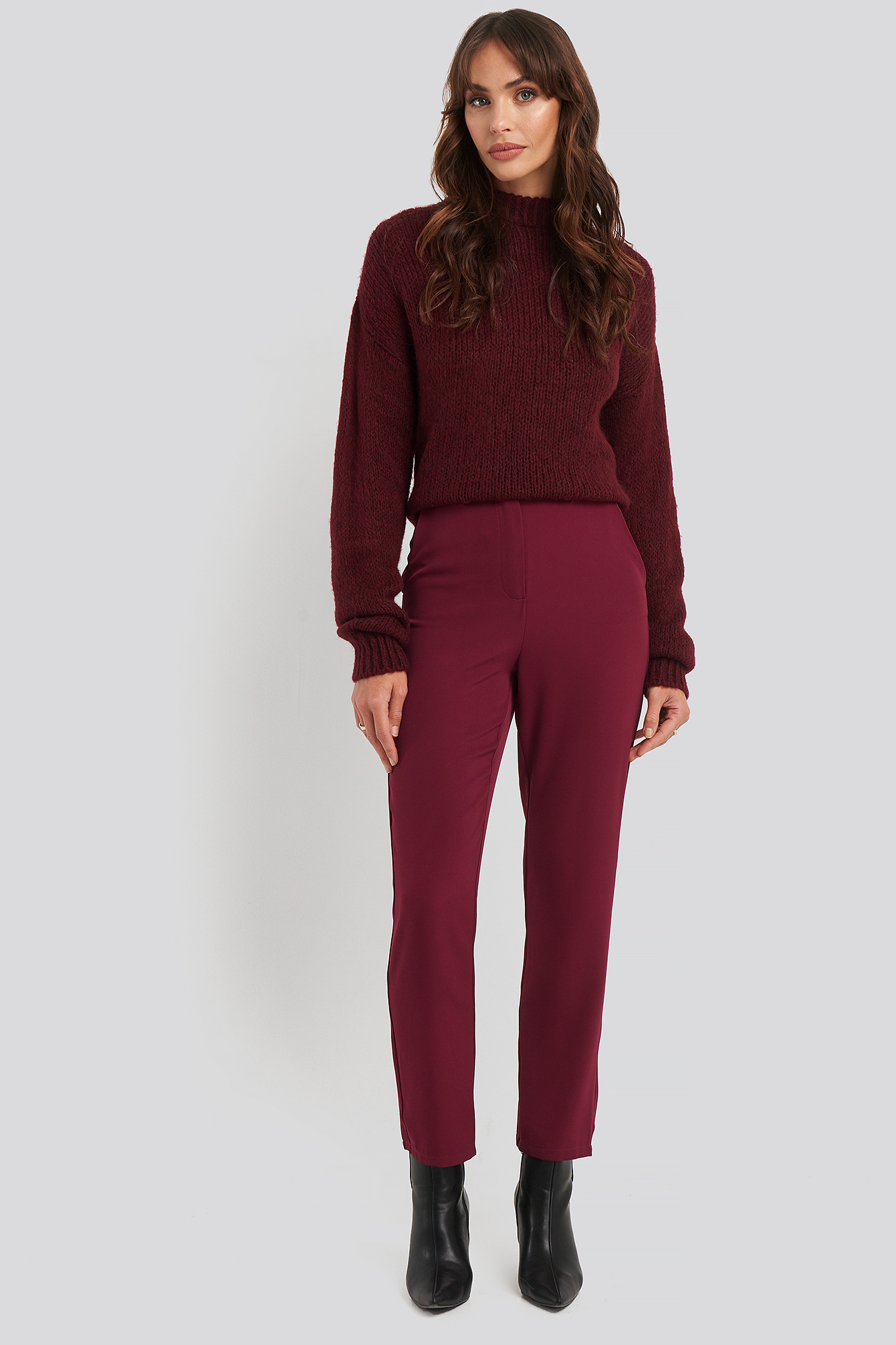 Burgundy NA-KD Classic High Waist Suit Trousers