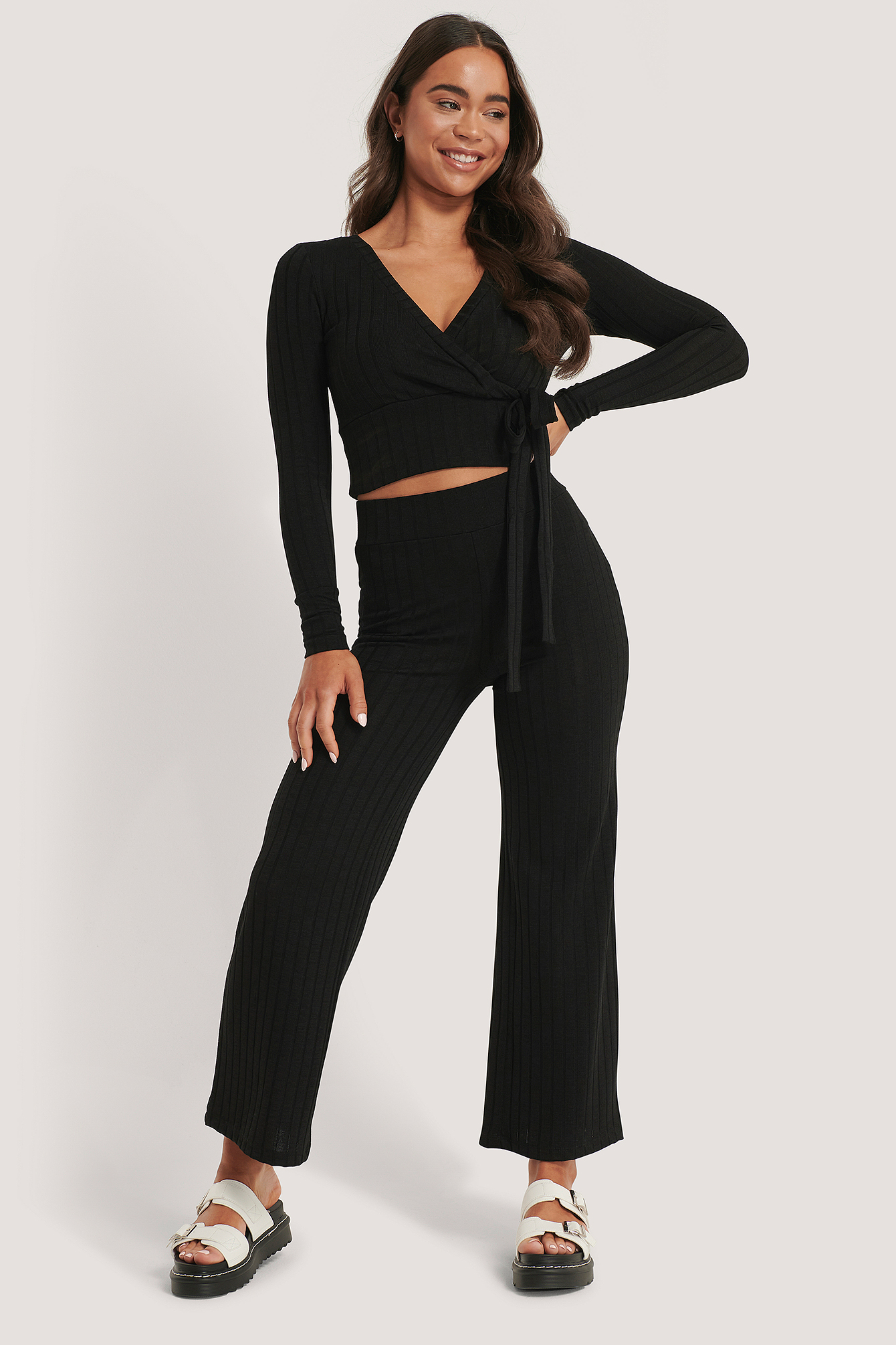 Black Pantalons Taille Haute