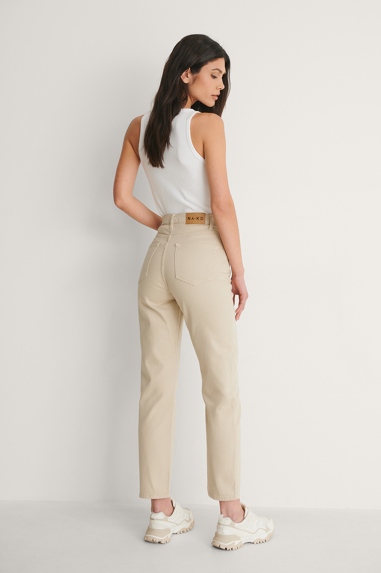 Jean taille haute droit biologiques Beige