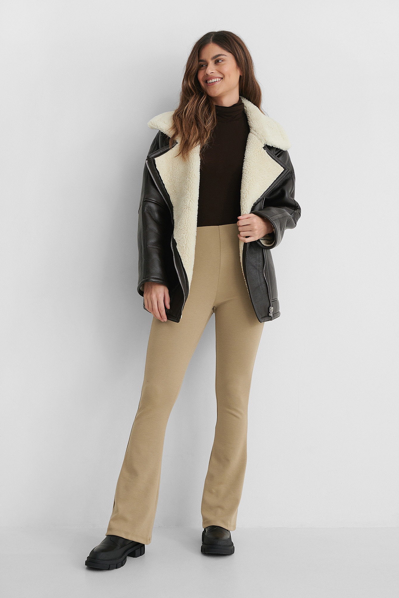 Dark Beige Pantalon Bootcut