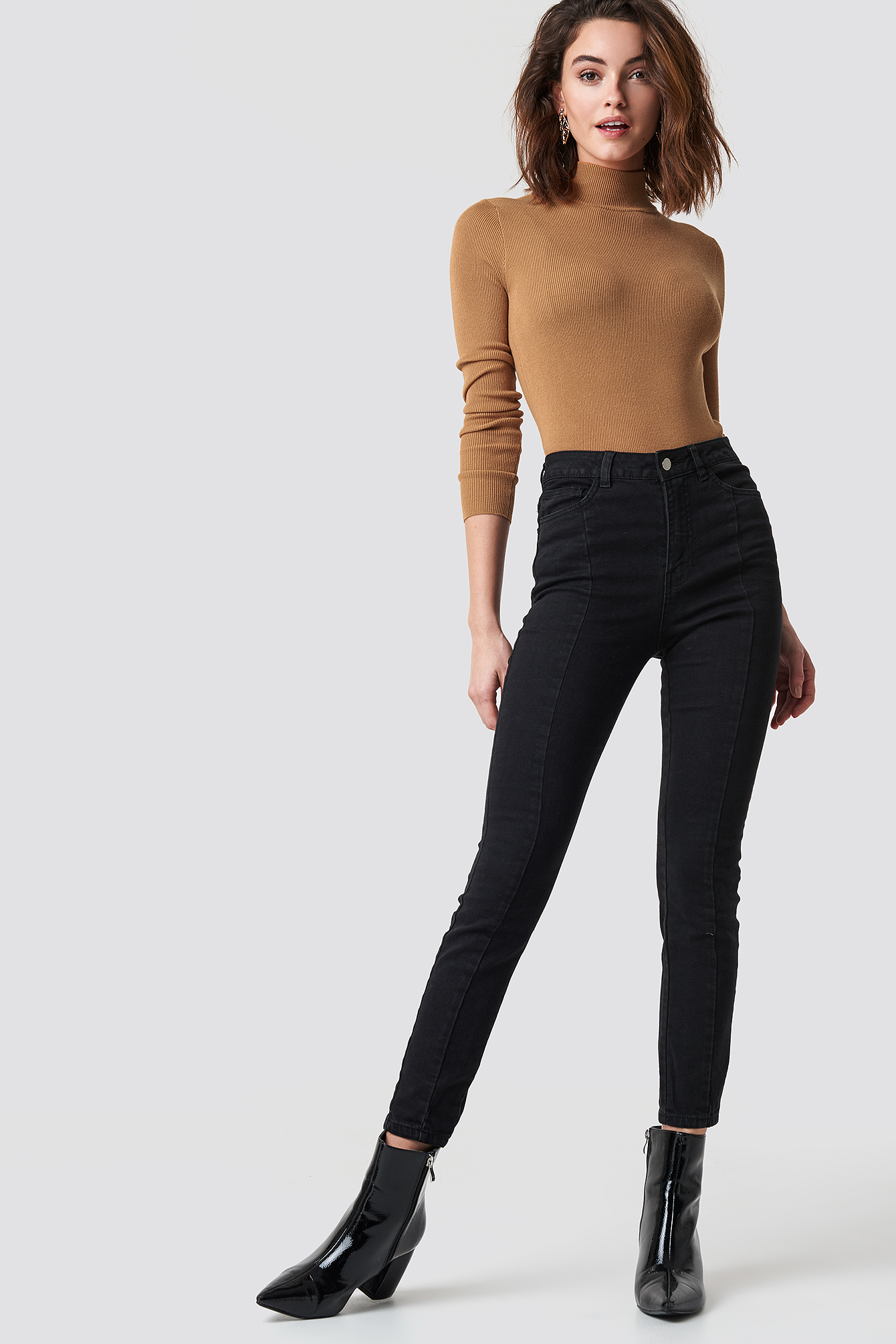Black NA-KD Highwaist Skinny Panel Jeans