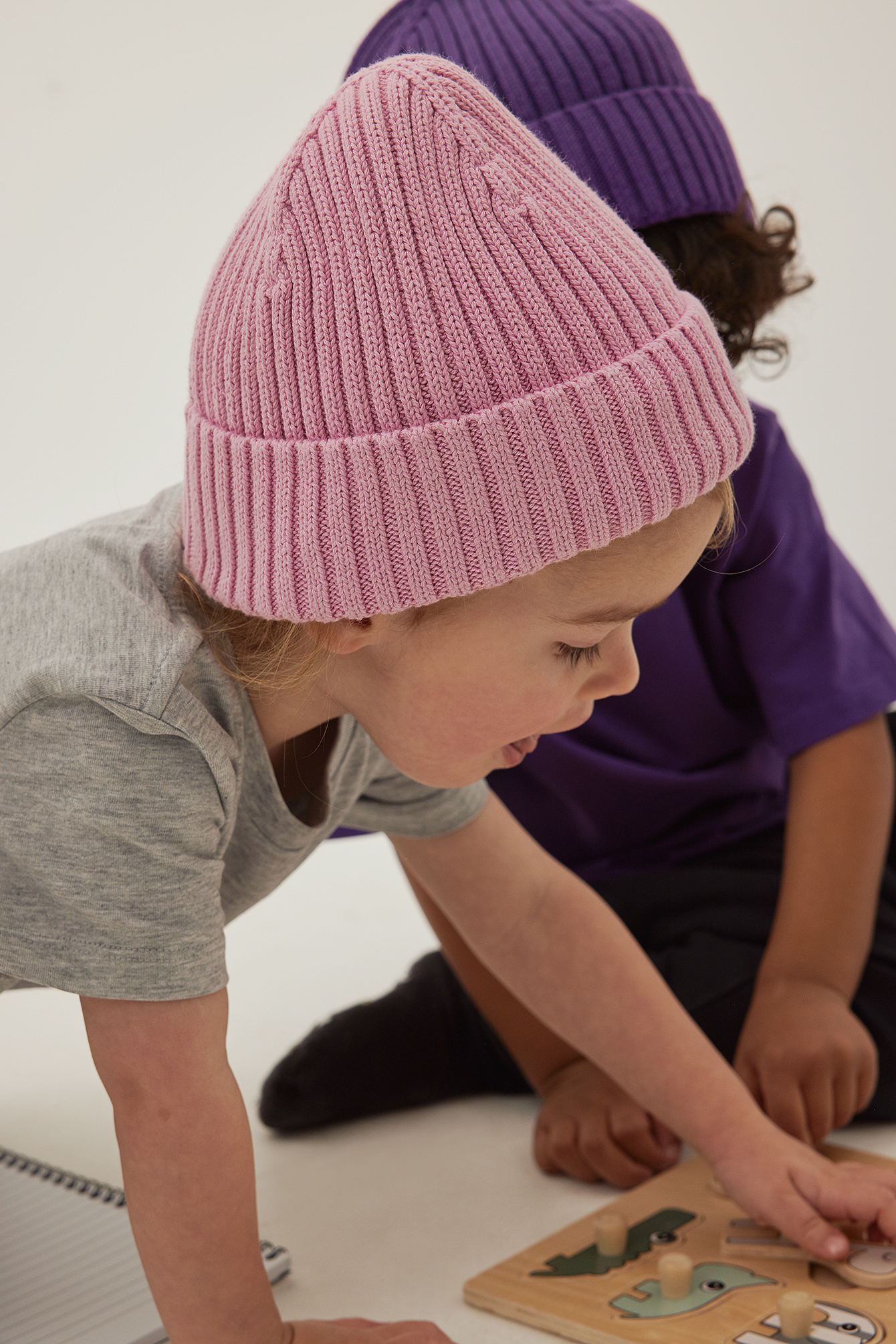 Pink Bonnet en tricot pour enfant biologique