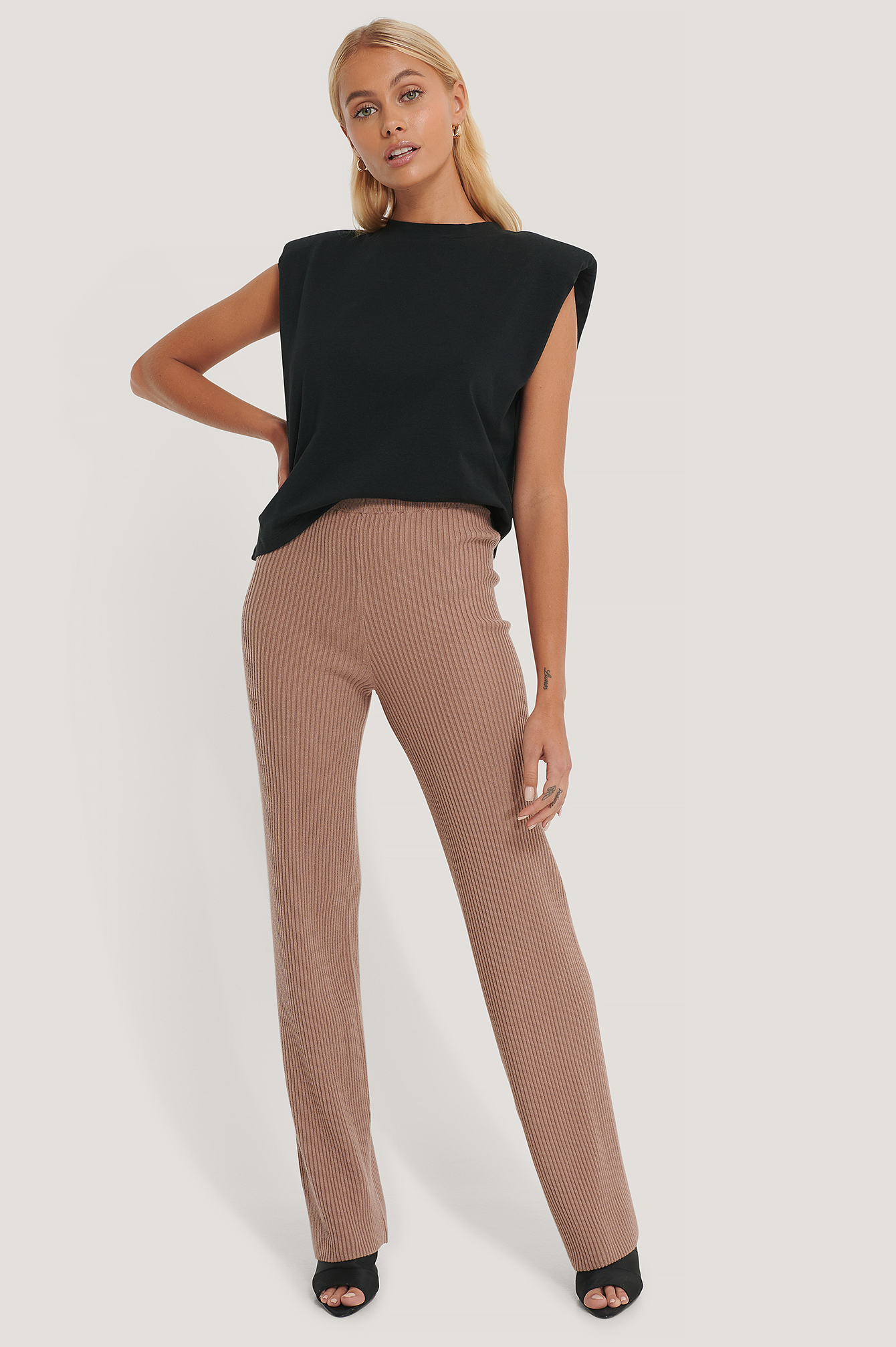 Nougat Pantalon En Tricot Côtelé