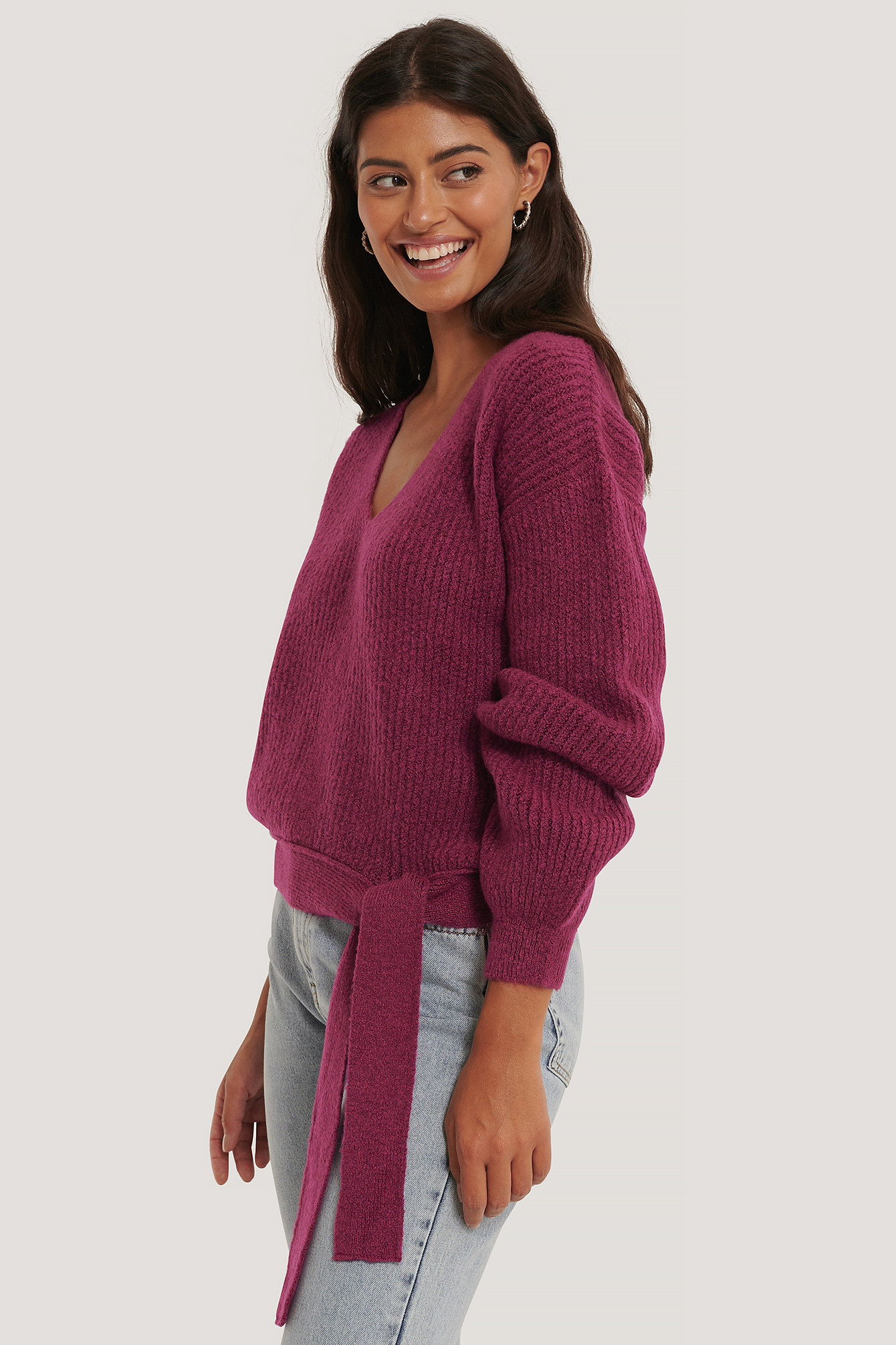 Cerise Kristin Rödin x NA-KD Knot Detail Knitted Sweater