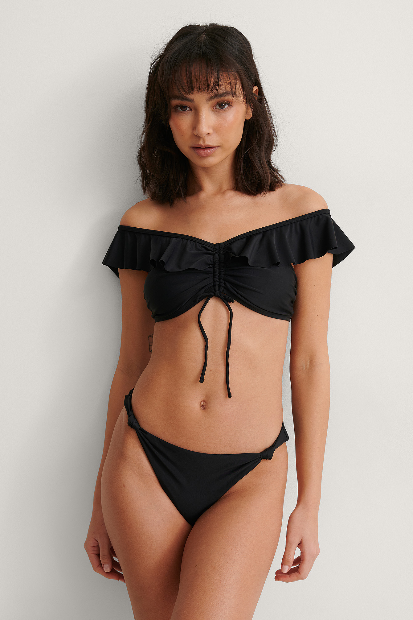 Black Culotte Bikini Nouée À Bretelles Larges