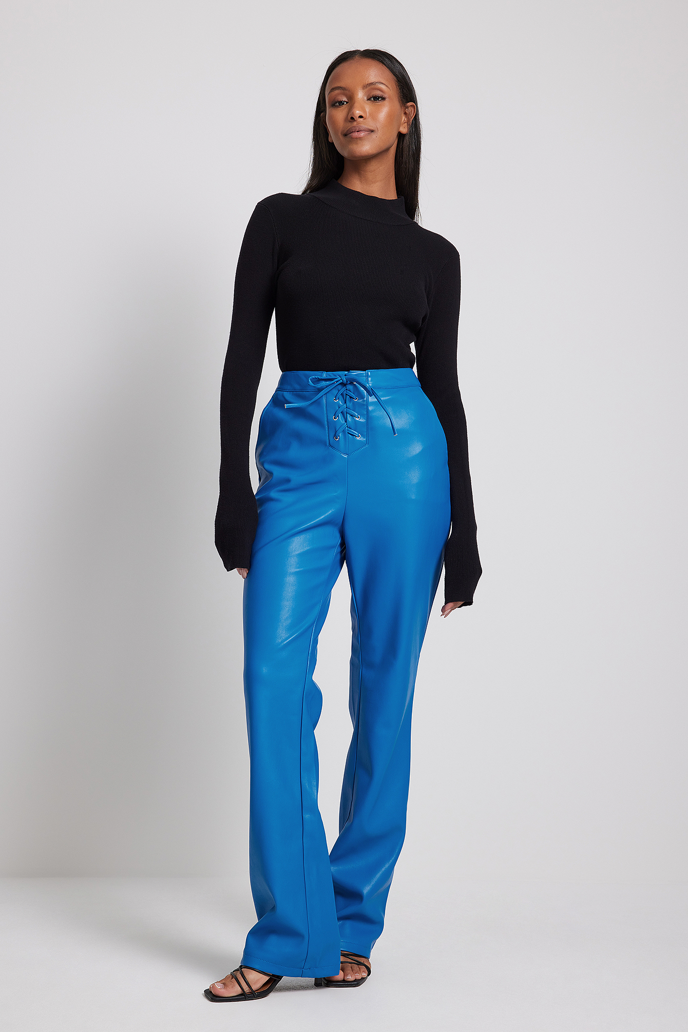 Cobalt Blue Pantalon faux cuir