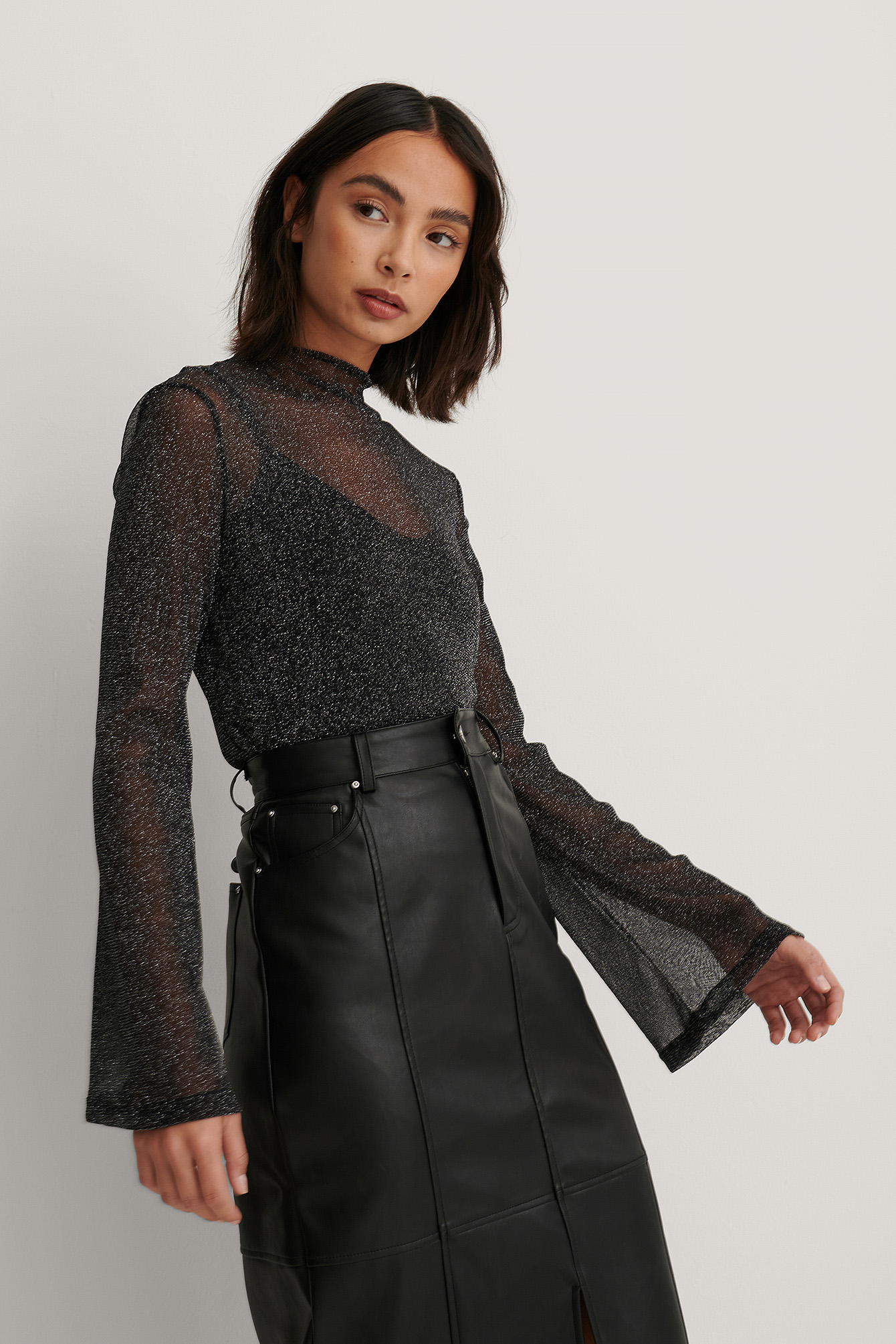 Black Haut En Maille À Manches Longues