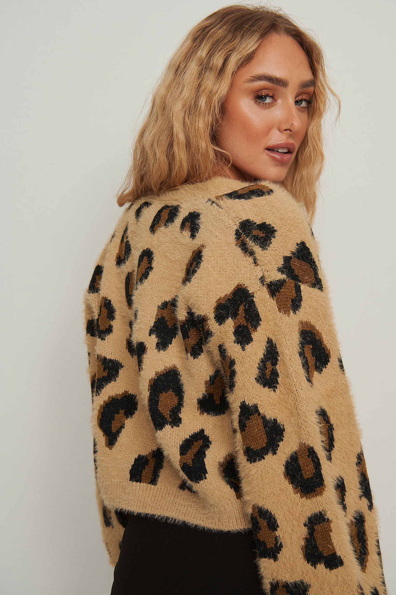 Leopard Cardigan court en tricot