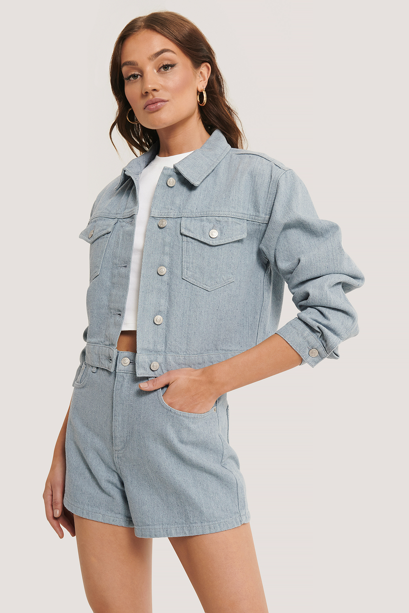 Light Blue Recyclée Veste En Jean