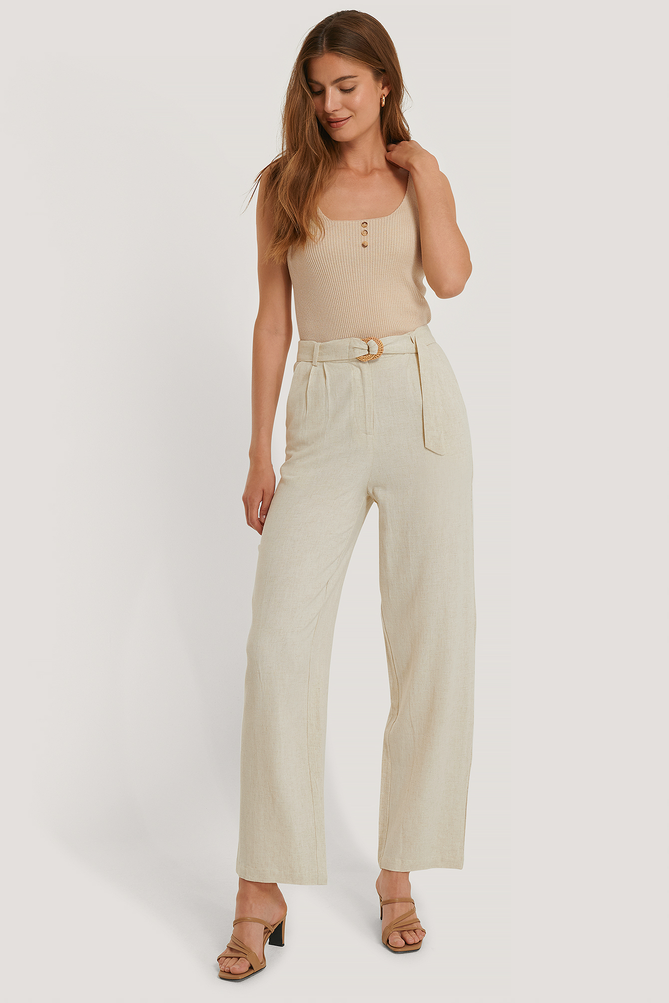 Sand Pantalon Ceinturé En Mélange De Lin