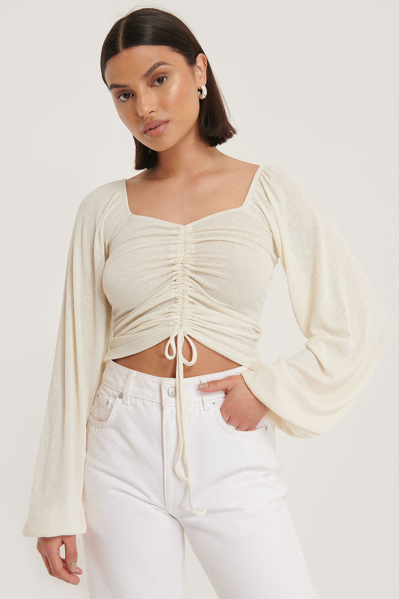 White Haut Avec Cordon De Serrage