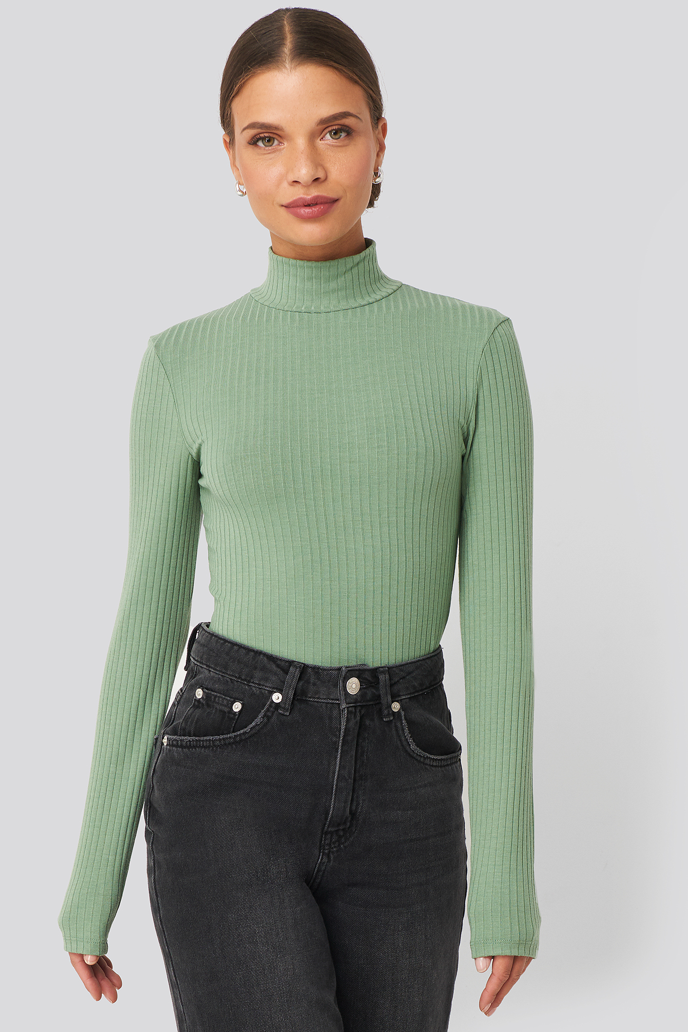 Green Polo Côtelé À Manches Longues