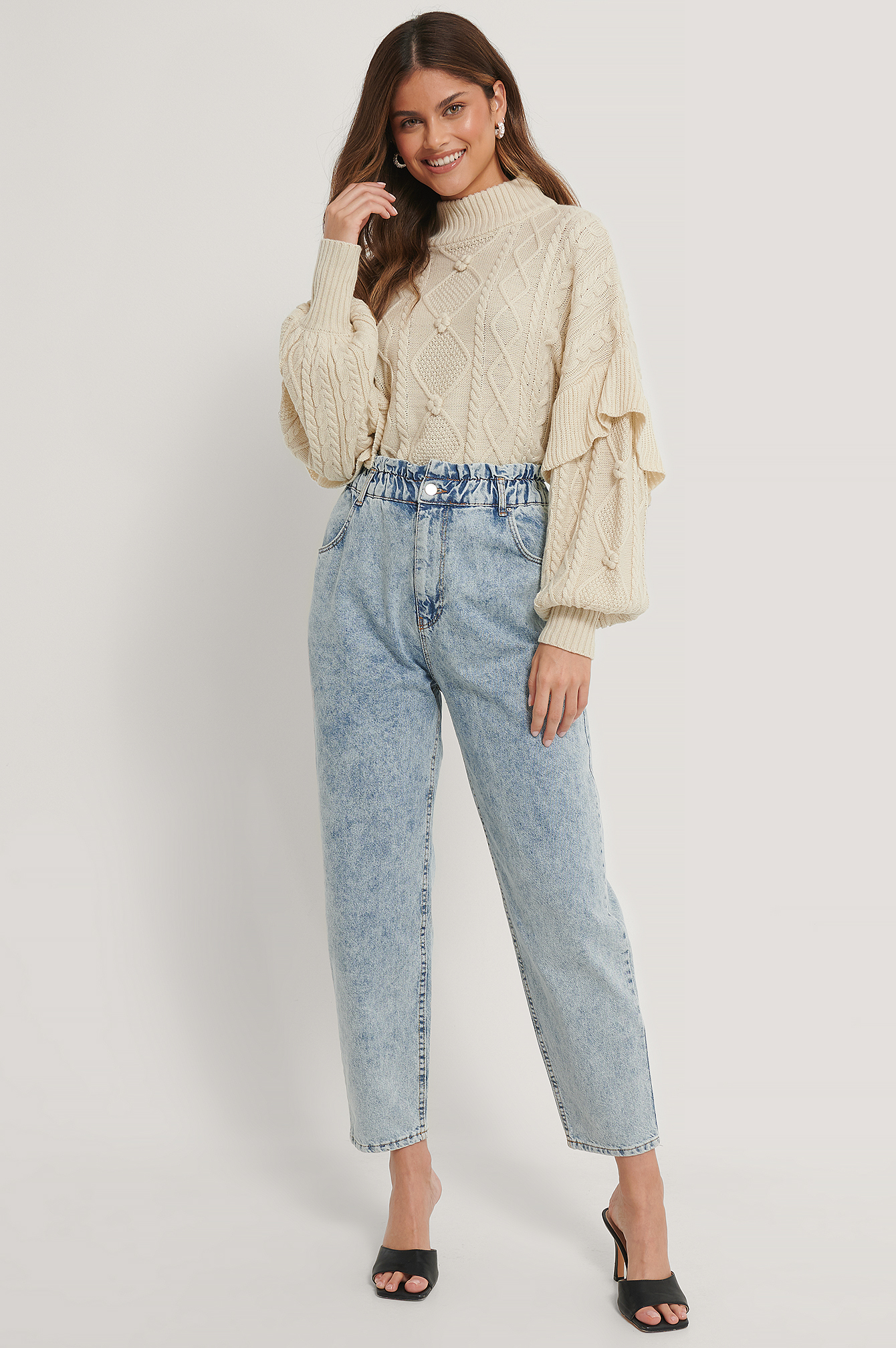 Light Blue Jean Taille Paperbag