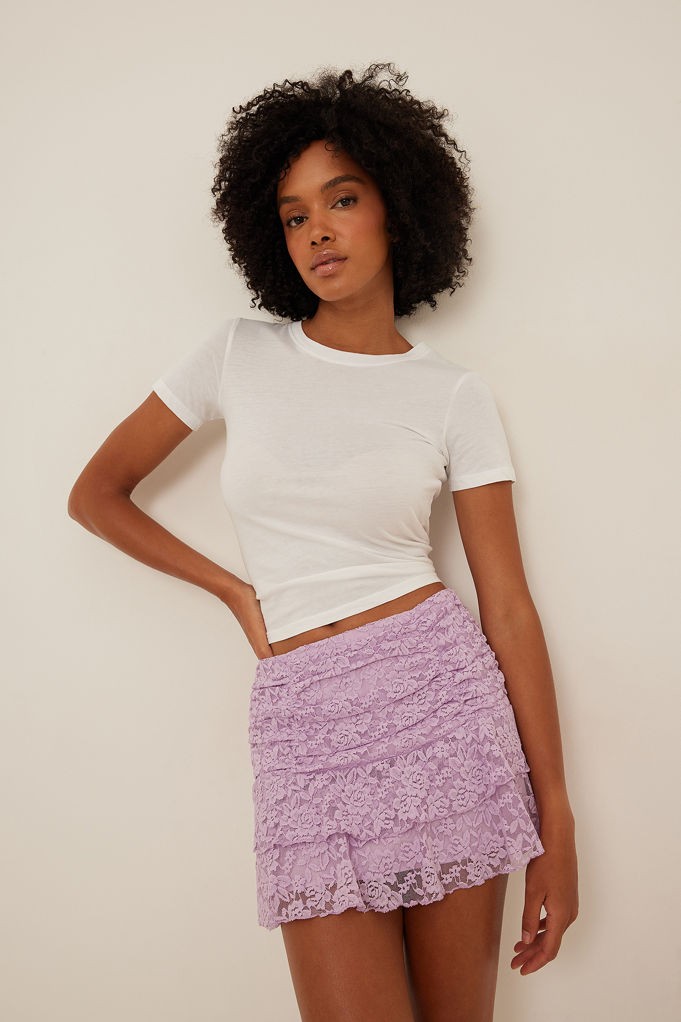 Light Purple Mini jupe dentelle
