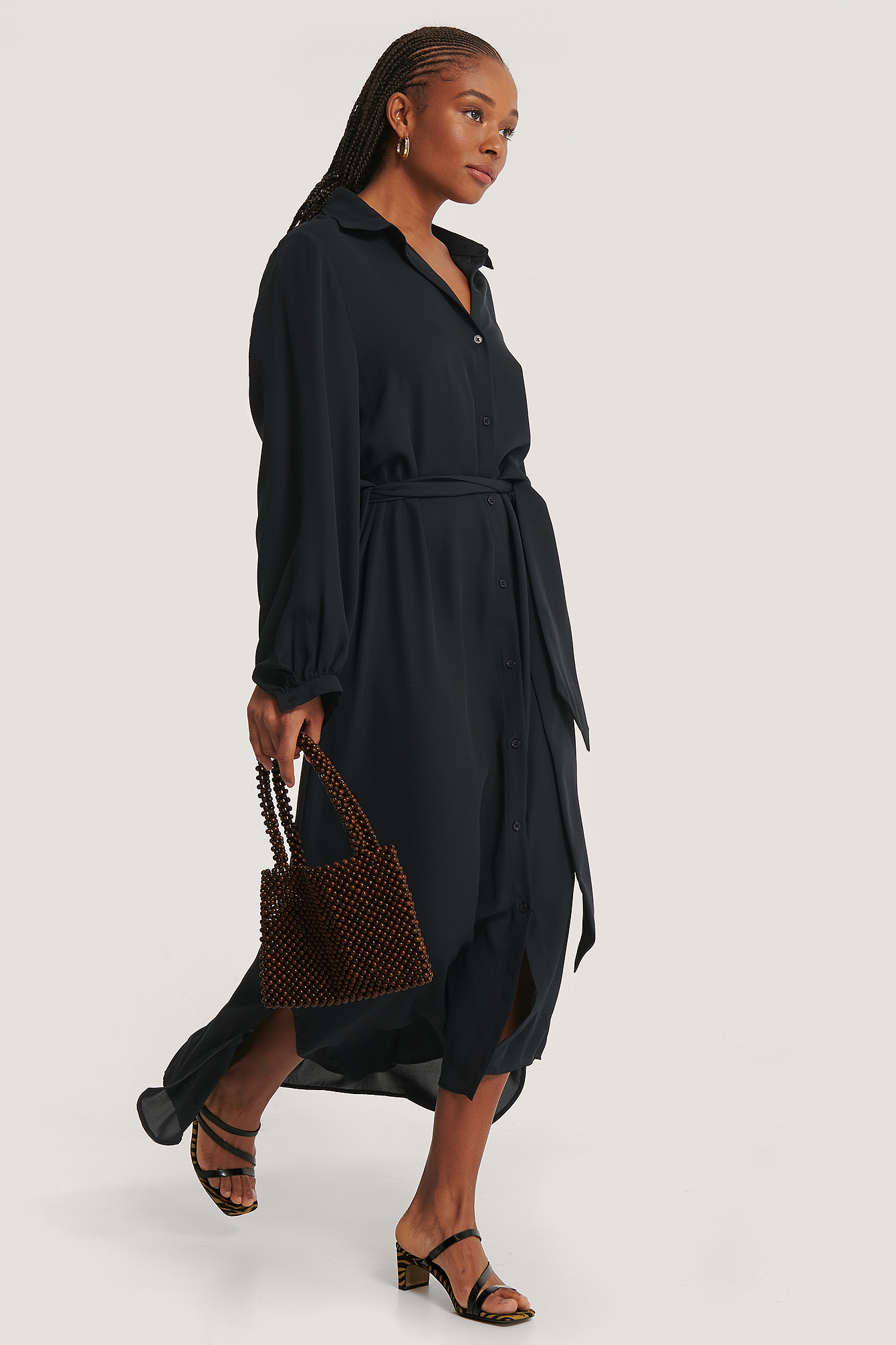 Black Maxi Belted Dress