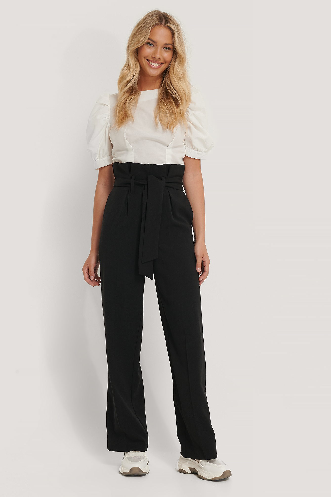 Black Maxi Paperwaist Suit Pants