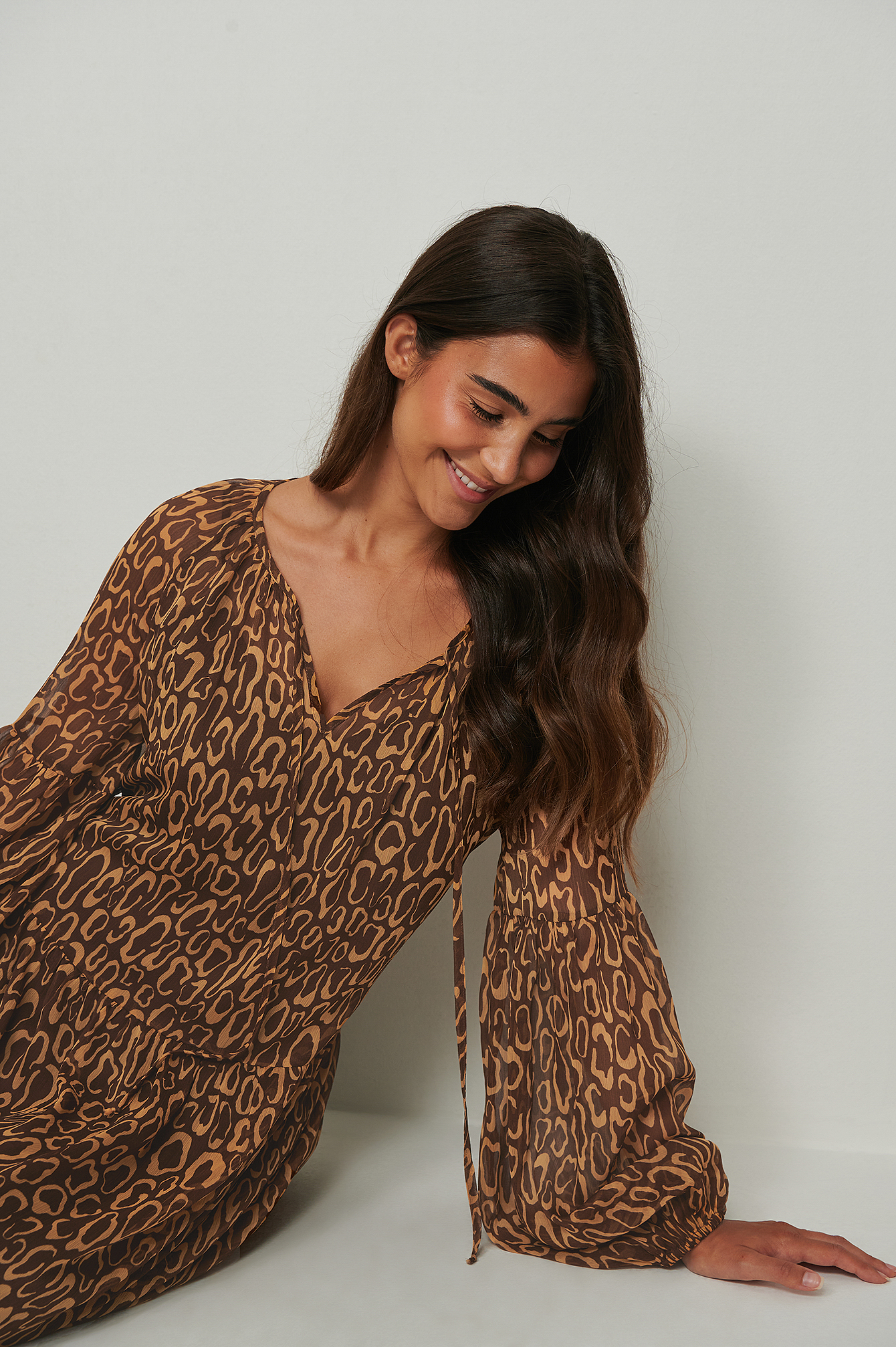 Leopard Print Recyclée robe Maxi transparente