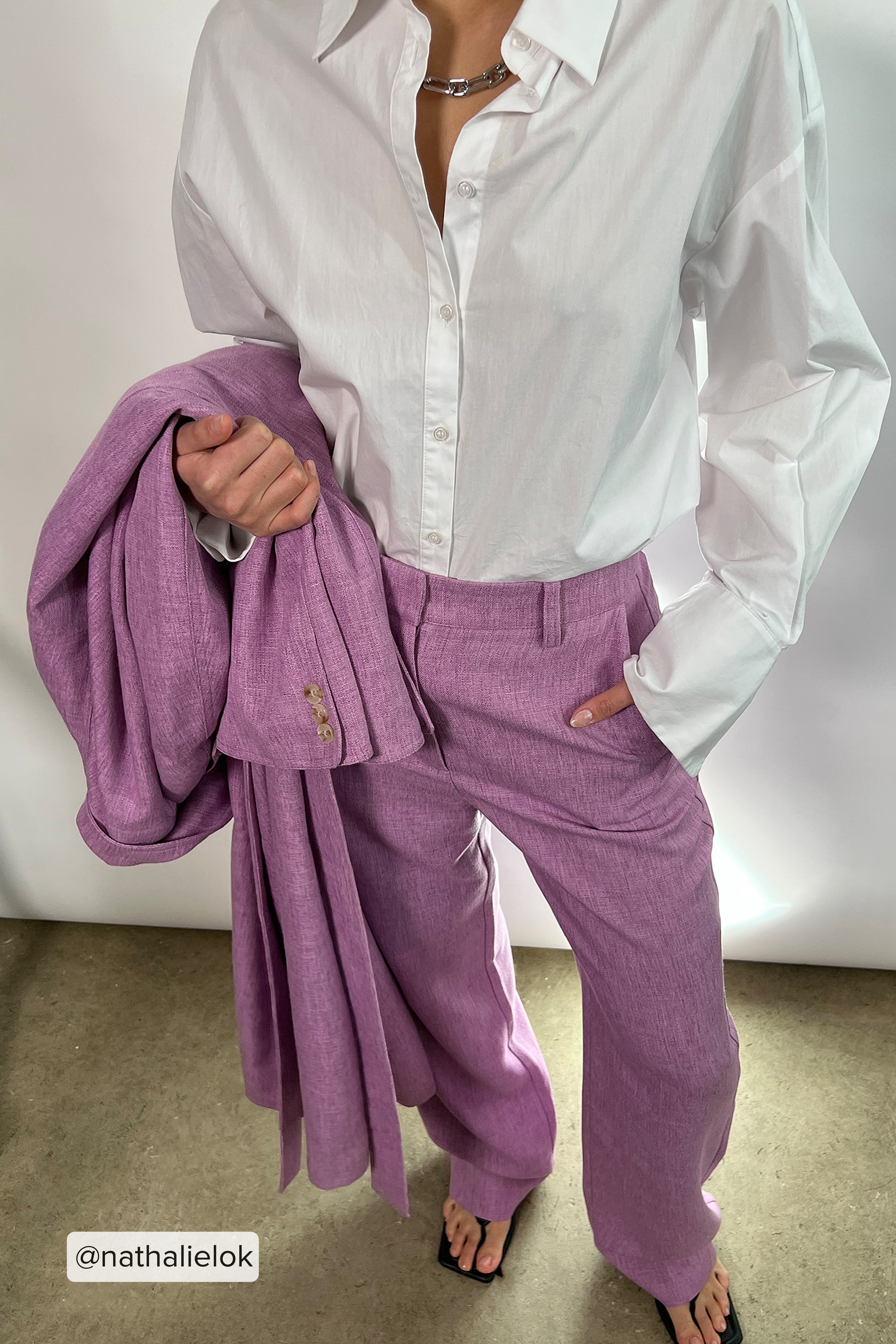 Purple Pantalon de costume droit