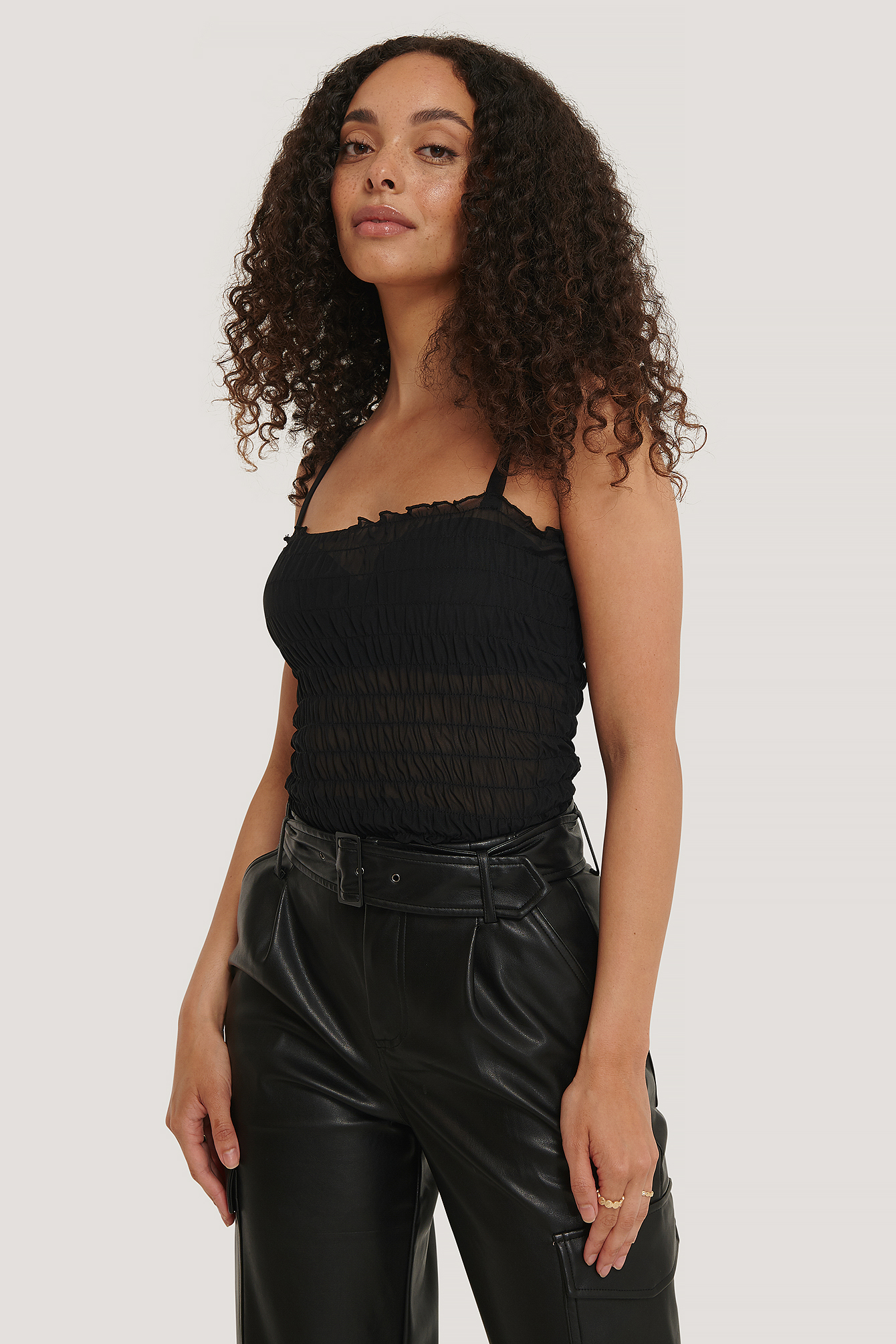 Black Débardeur En Maille Smocké