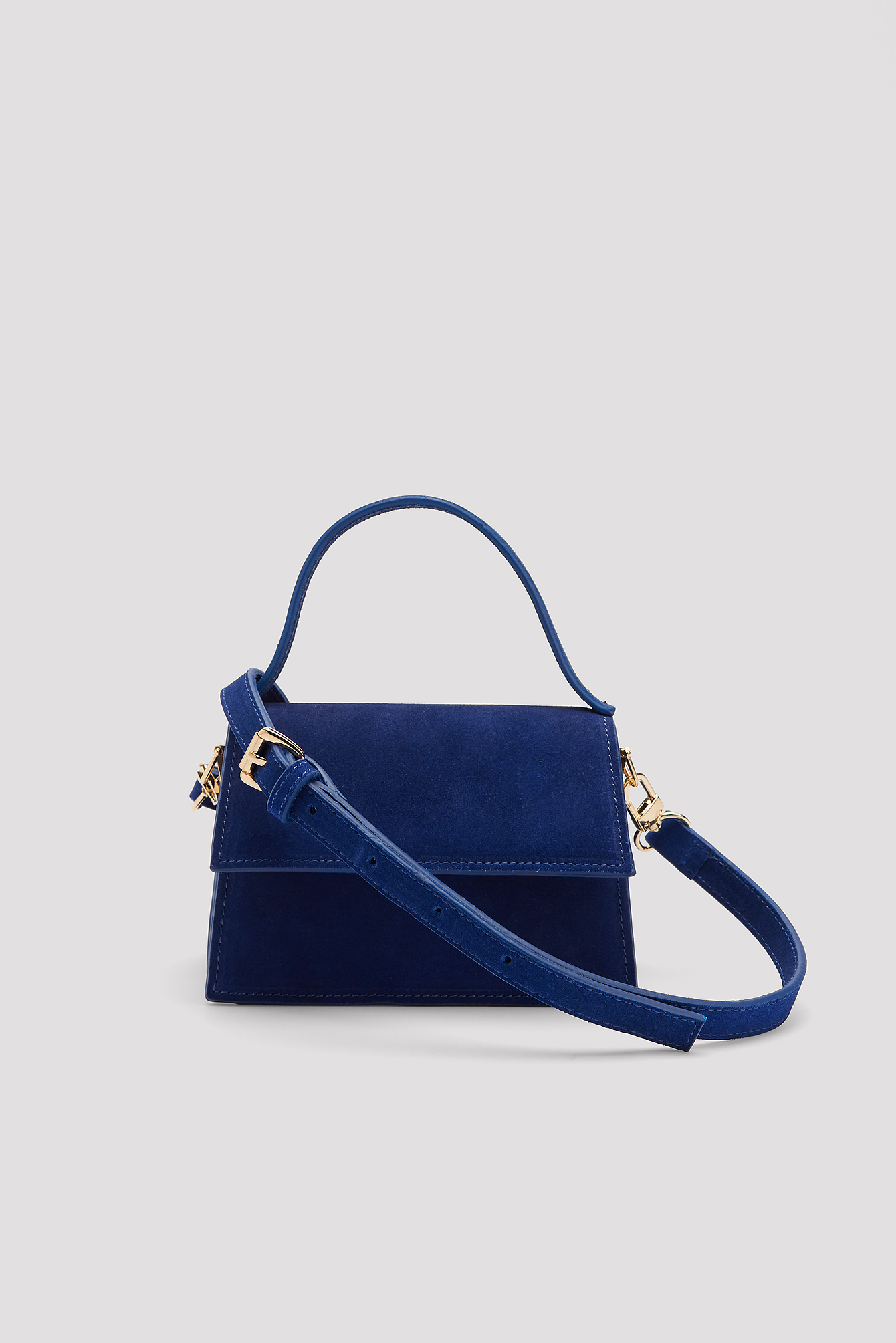Blue Suede Micro Compartment Leather Bag