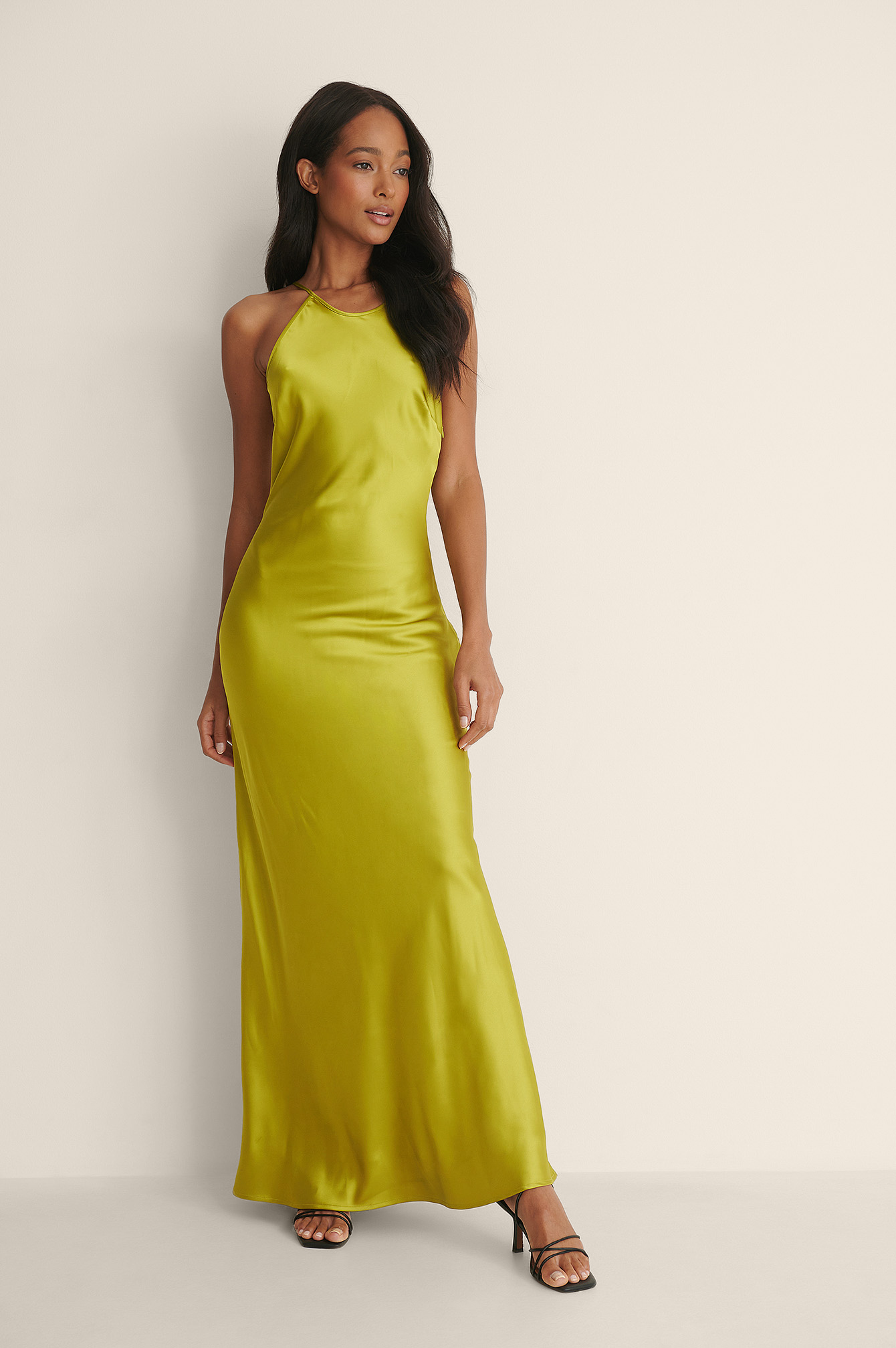robe satin vert
