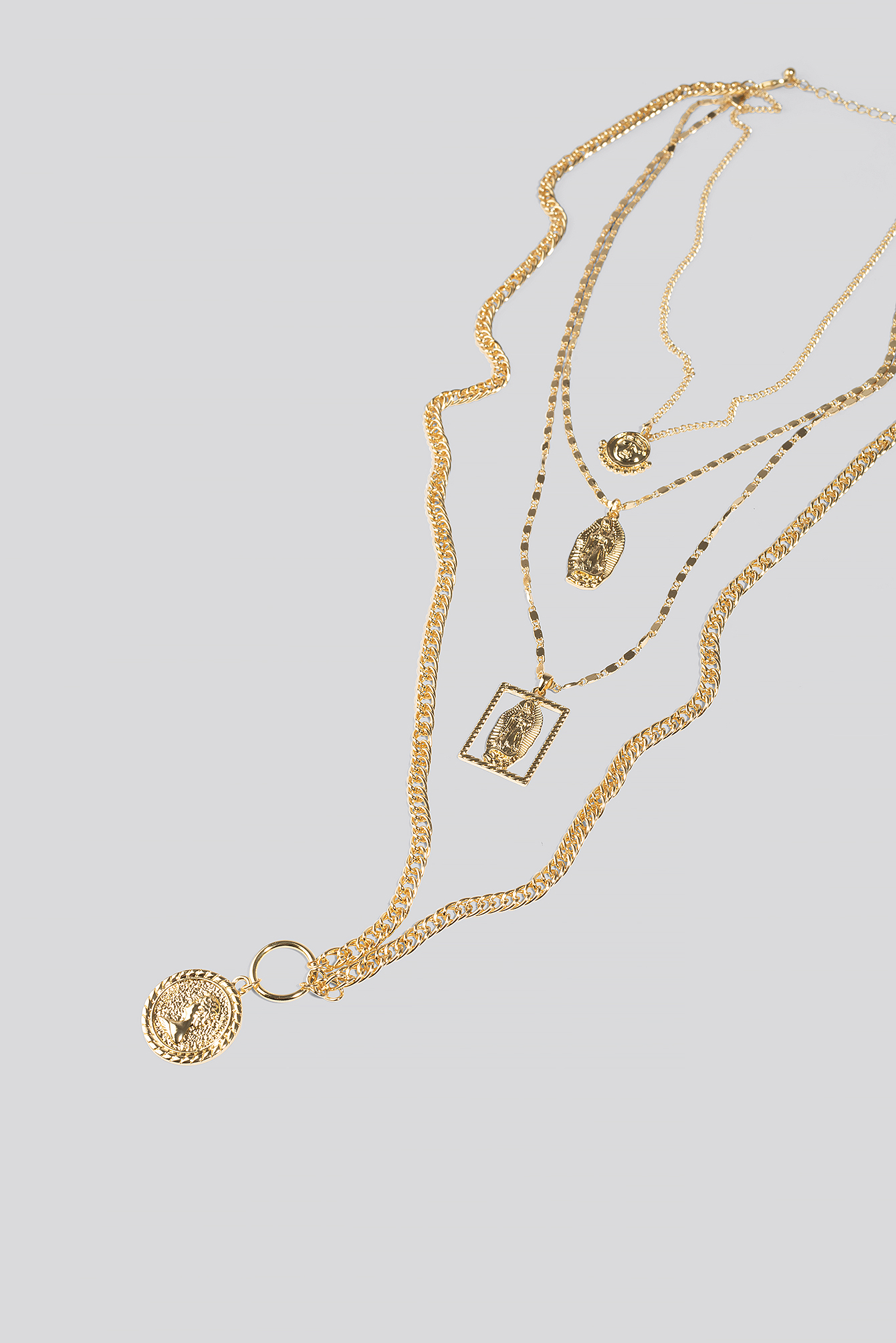 Gold Muliti Coin Chain Layered Necklace