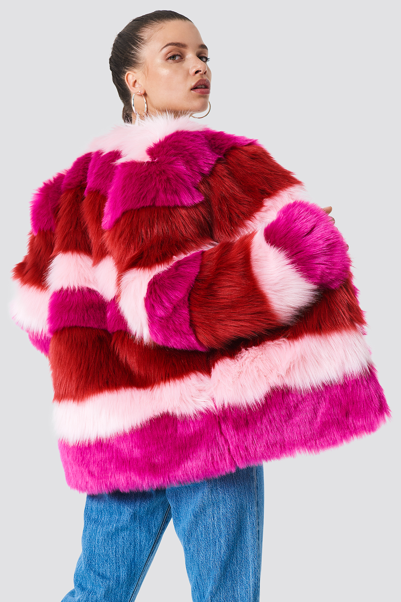 multi faux fur jacket