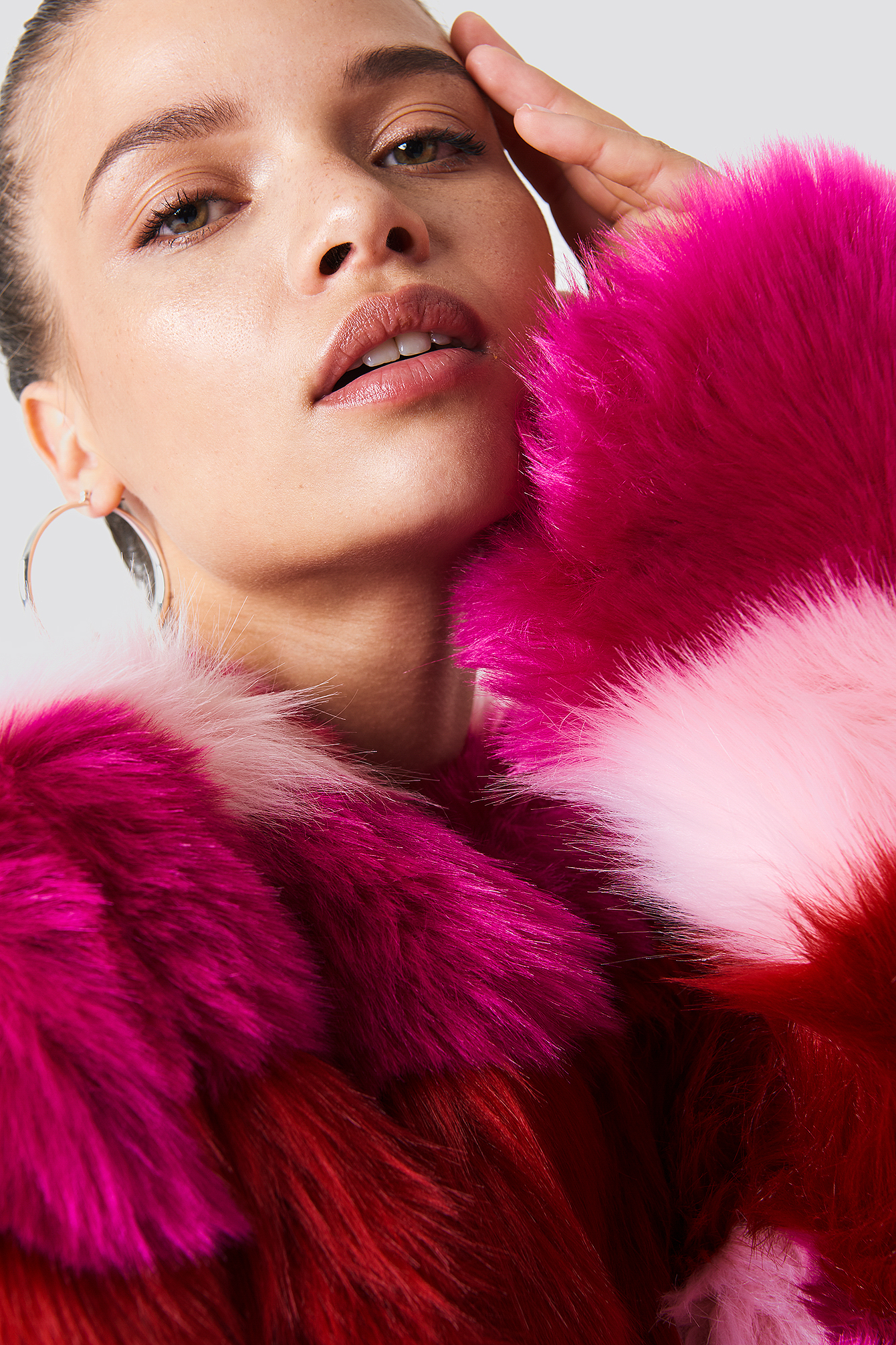 multi faux fur jacket