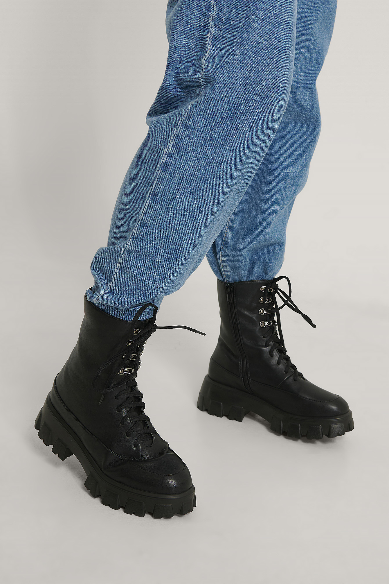 Bottes Chunky À Lacets Sur La Tige Noir | na-kd.fr