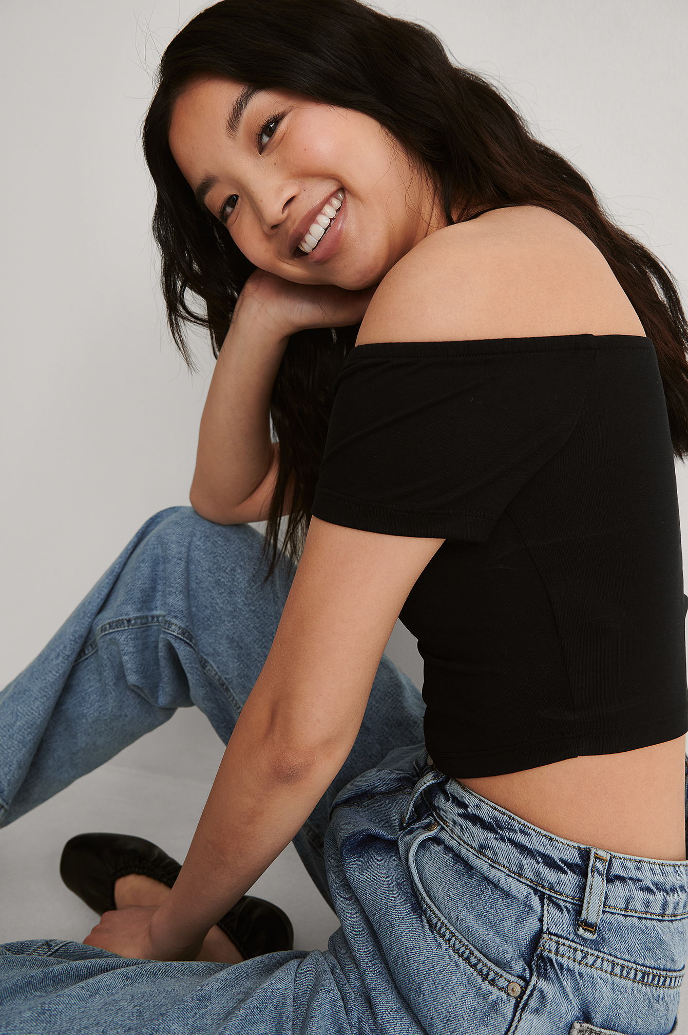 Black Haut Épaules Dénudées