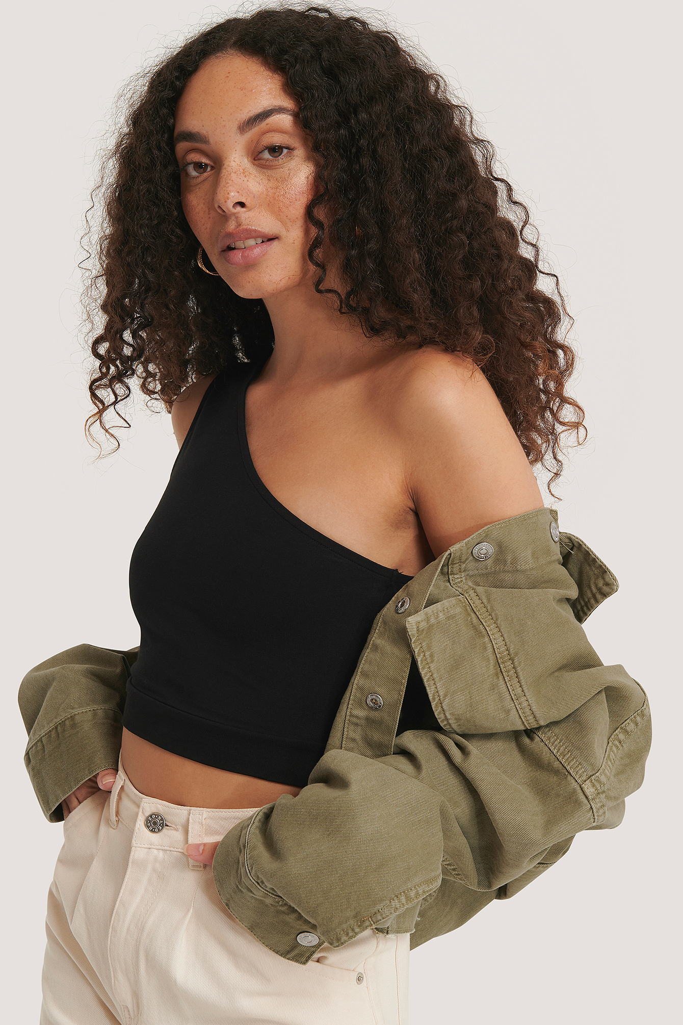 Black Haut Court À Une Épaule