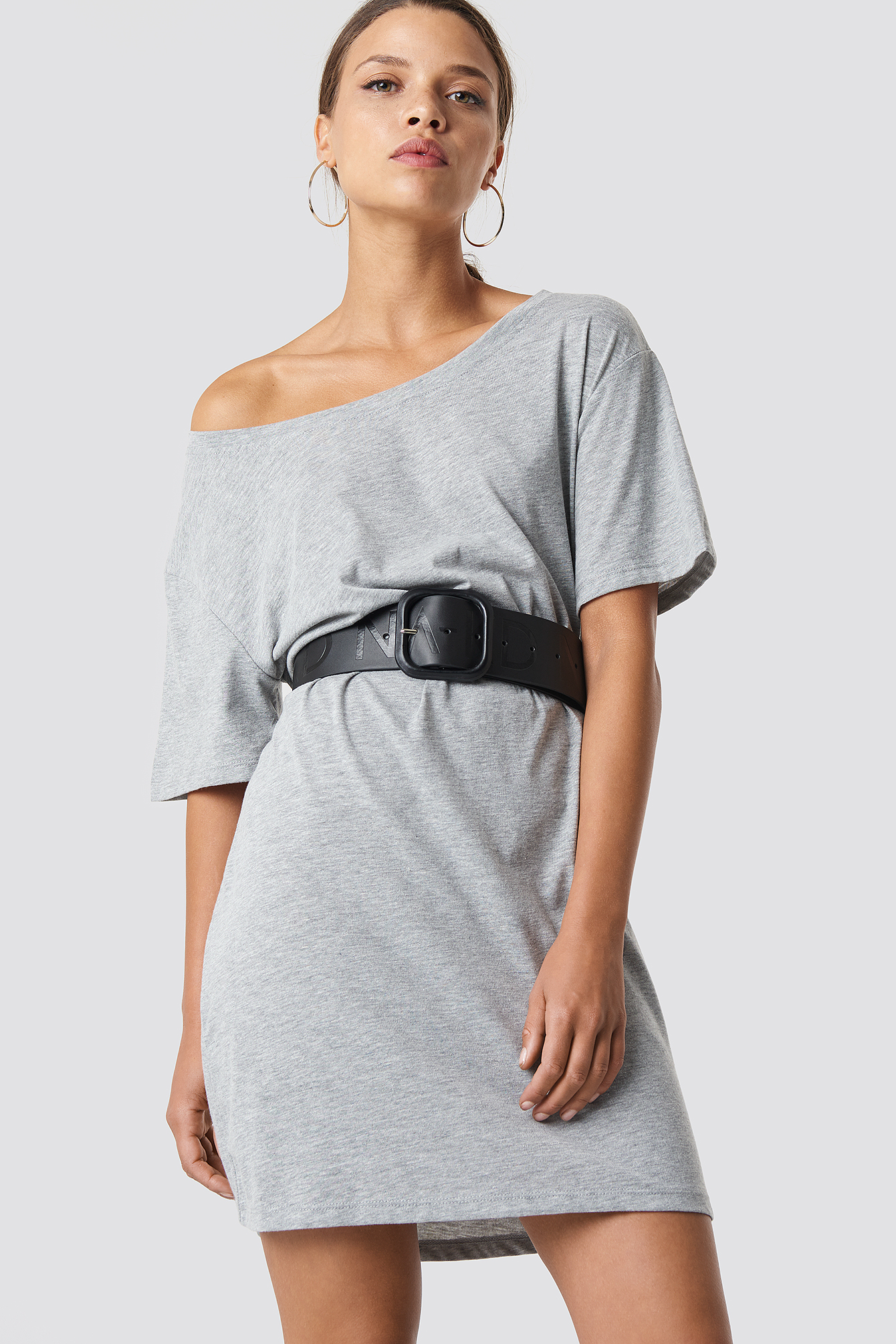 Grey Melange Robe Une Épaule
