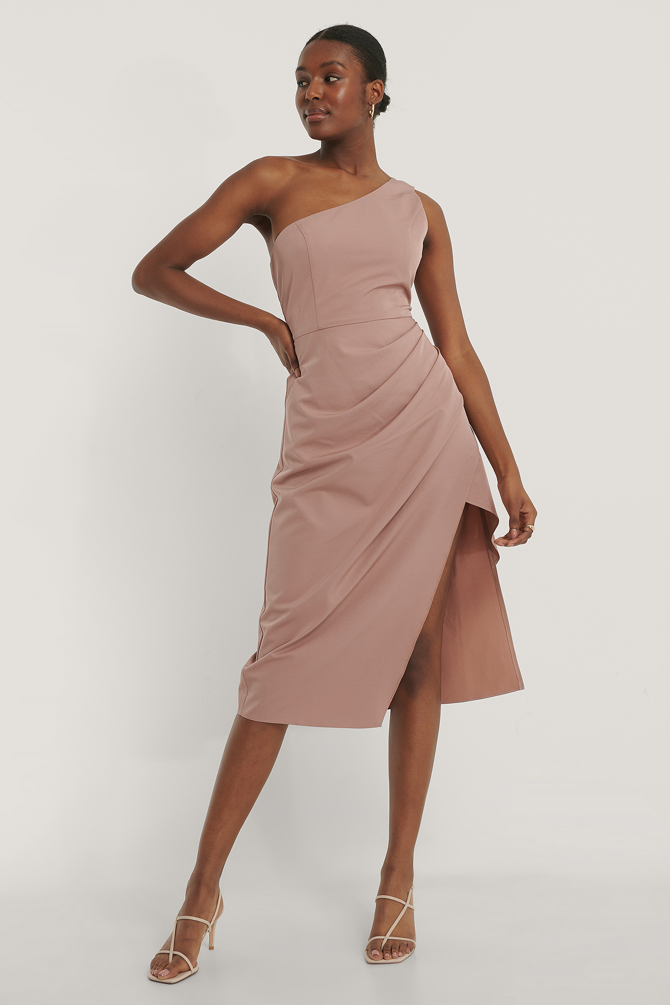 Dusty Pink Robe Une Épaule