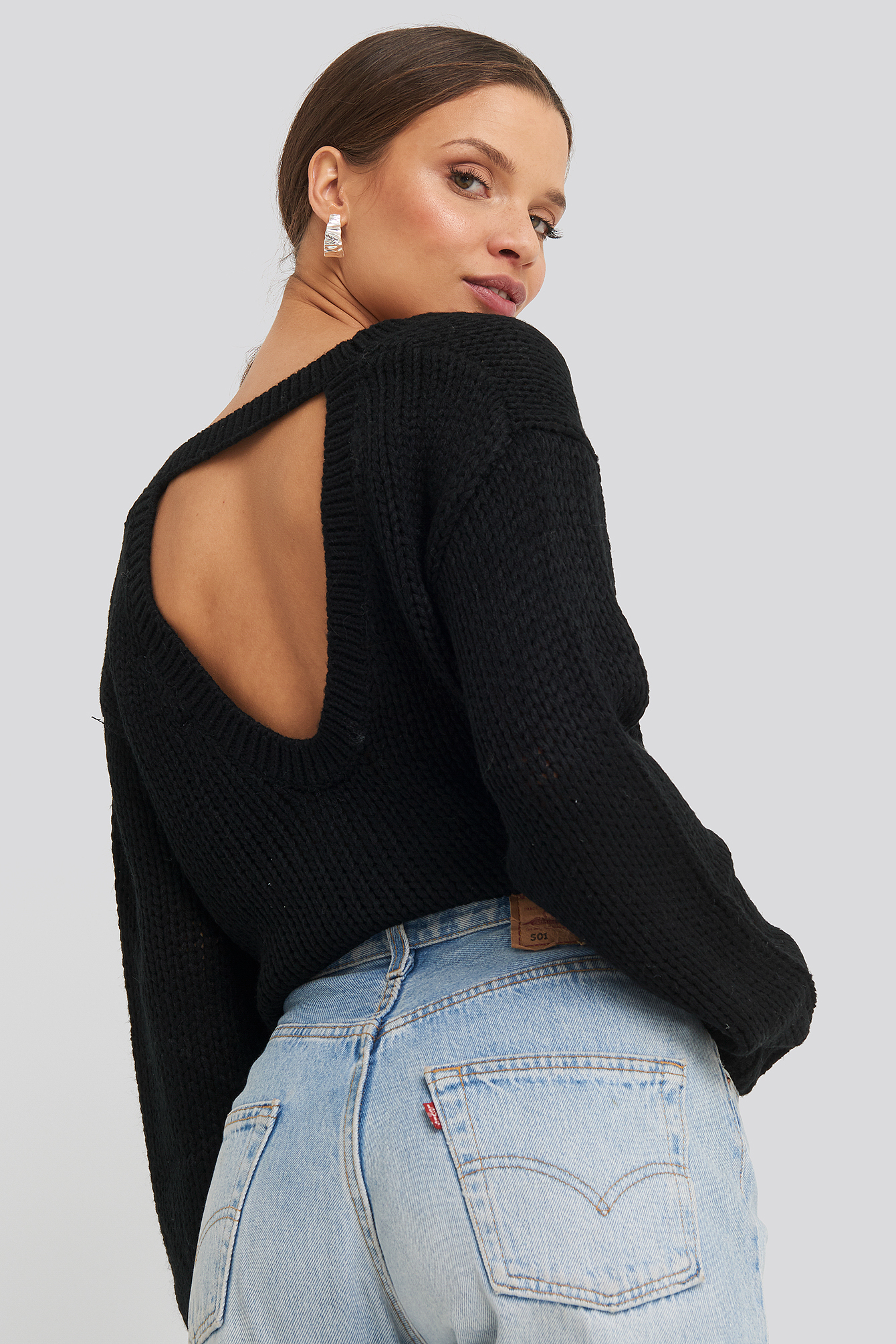 Open Back Knitted Sweater Noir nakd.fr