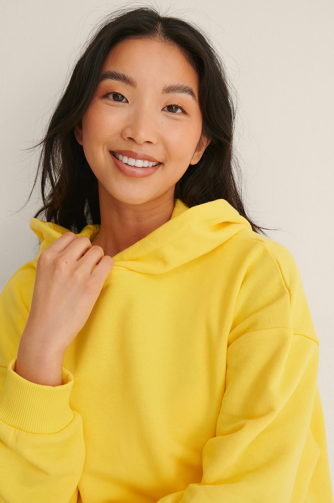 Yellow Sweatshirt À Capuche Bio Surdimensionné Avec Poche