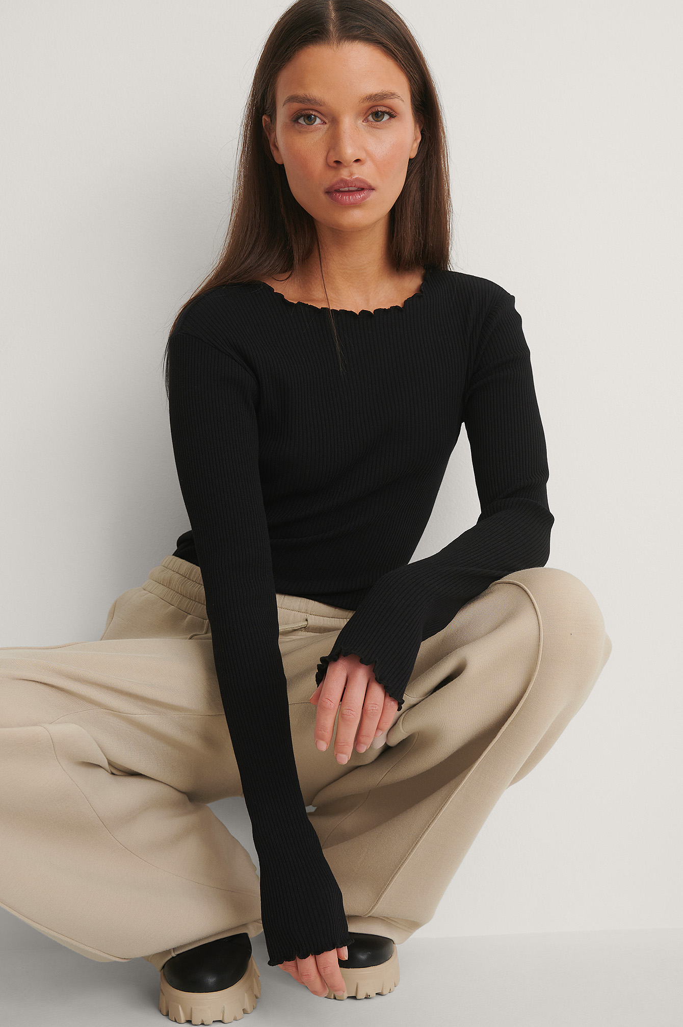 Black Haut À Manches Longues Côtelé Babylock Bio