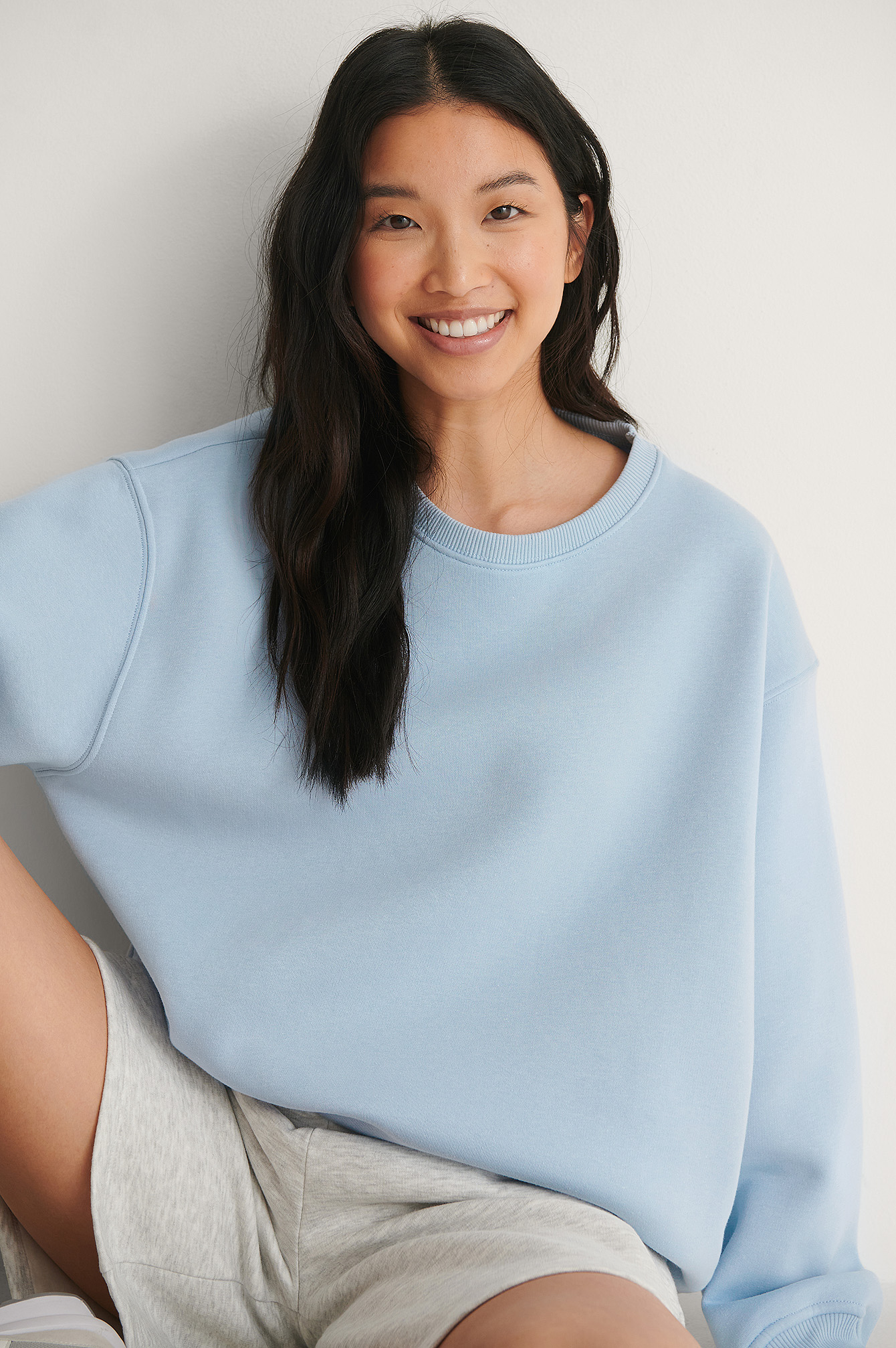 Dusty Blue Sweatshirt Boxy Brossé Bio