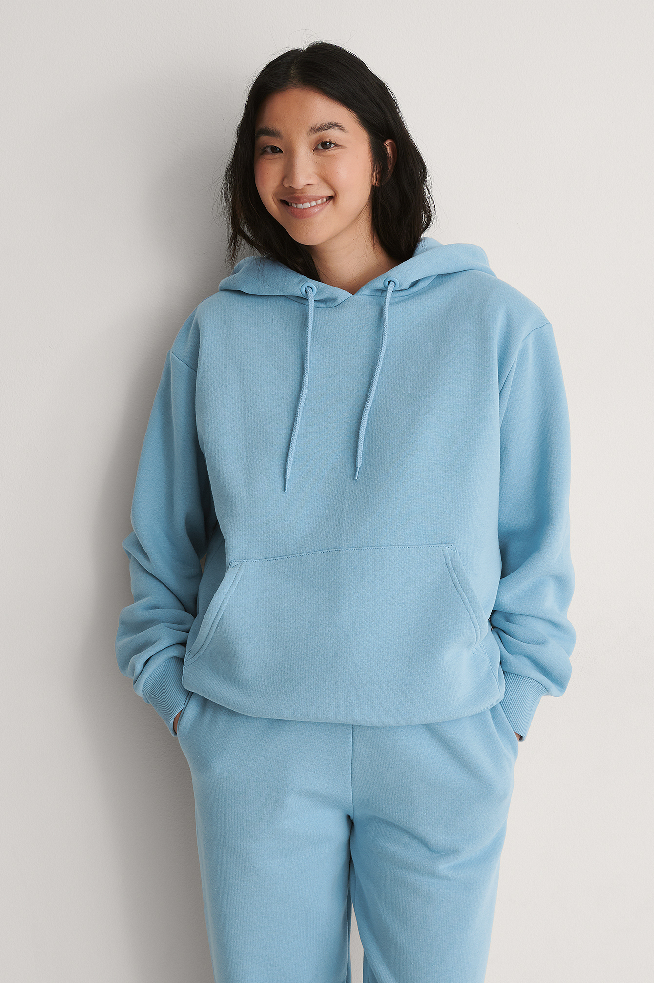 Dusty Blue Biologique Hoodie En Peluche Surdimensionné