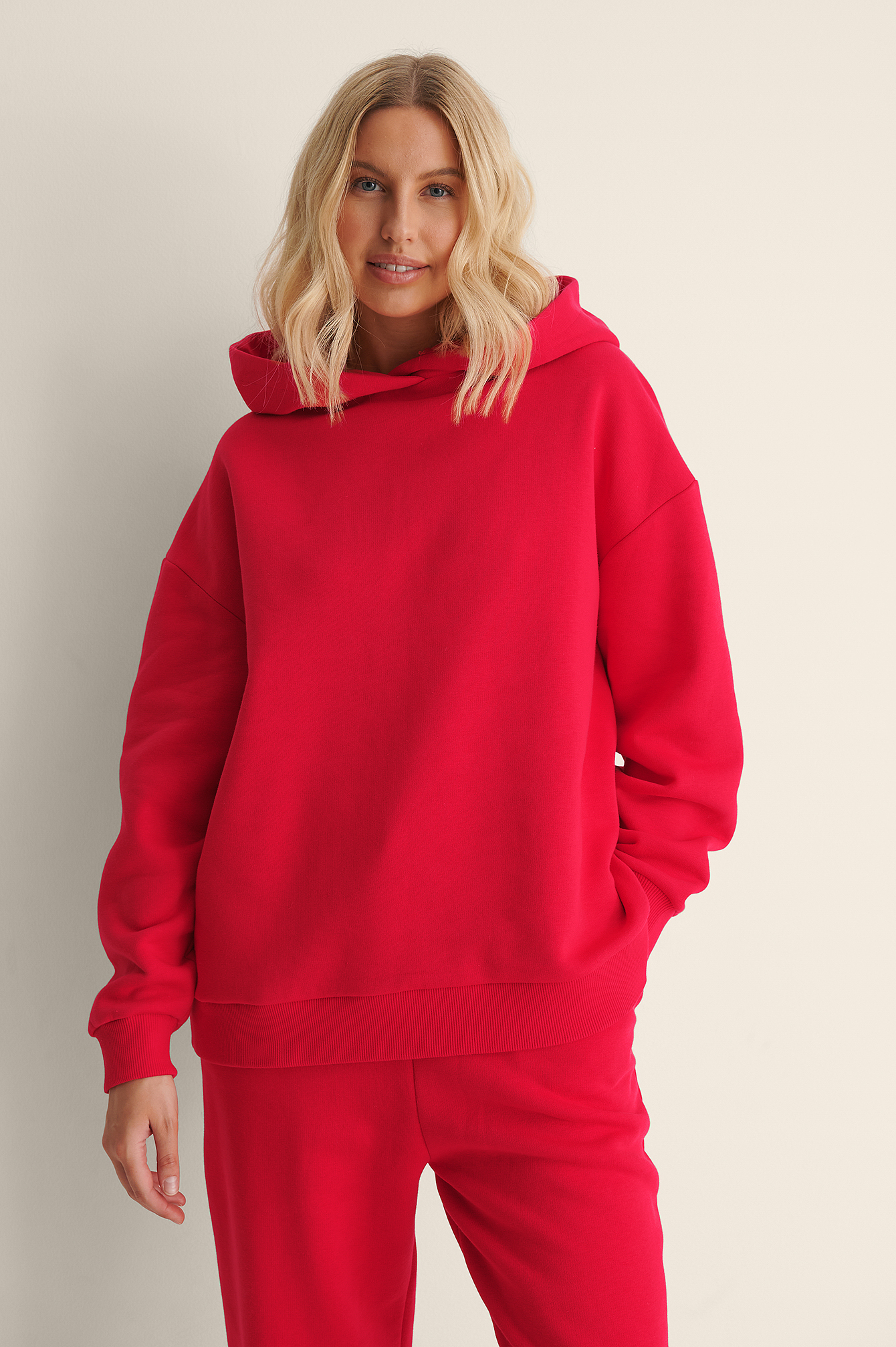 Red Sweatshirt À Capuche Oversize Bio