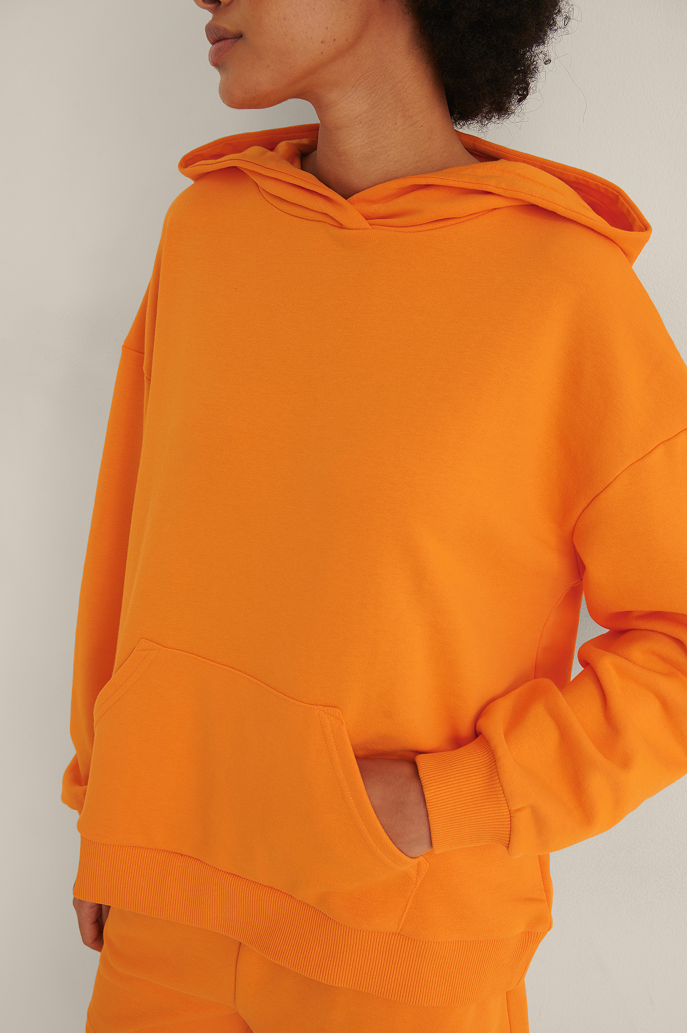 Orange Sweatshirt À Capuche Bio Surdimensionné Avec Poche