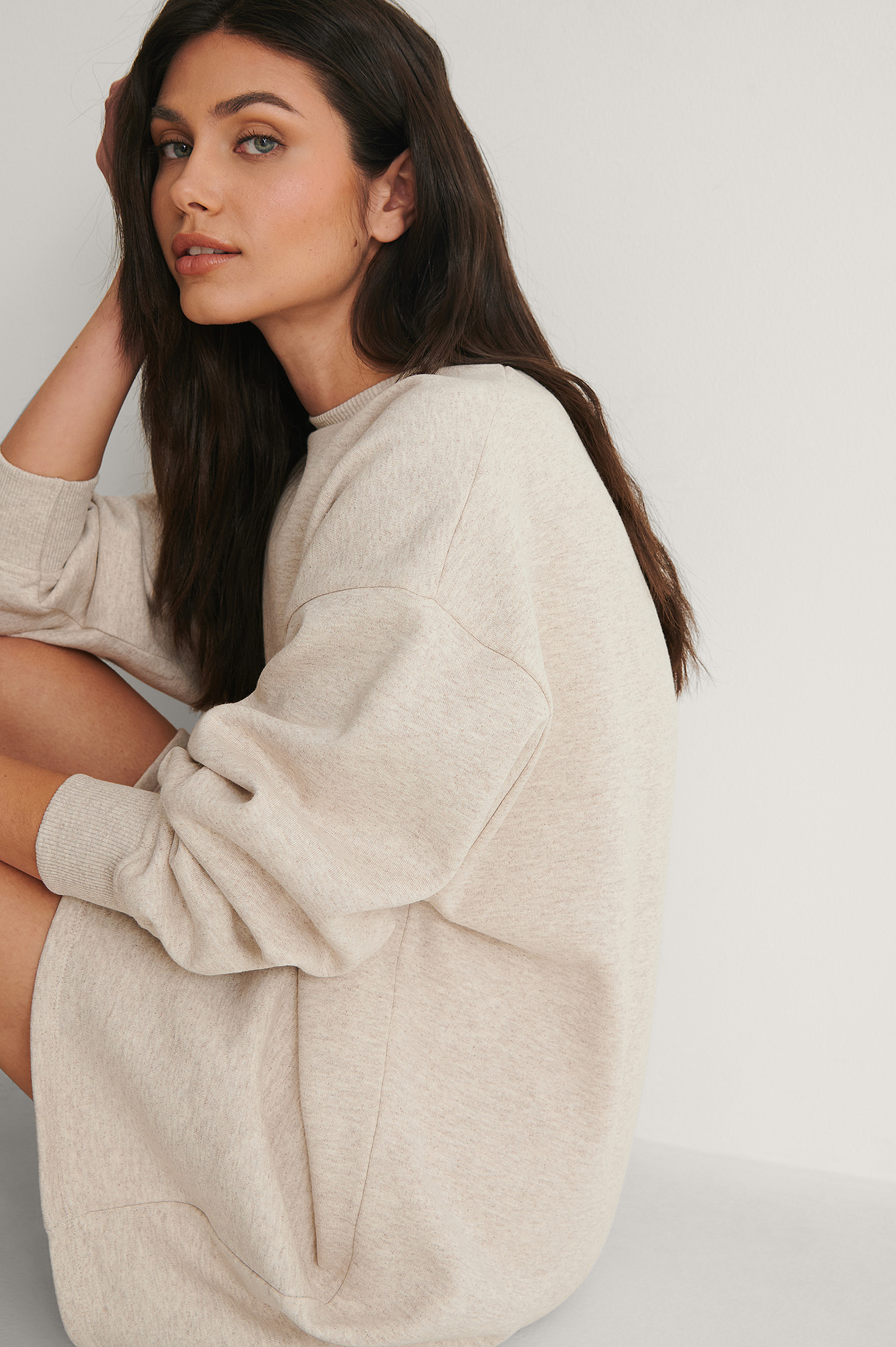 Beige Melange Robe Sweatshirt Oversize Bio