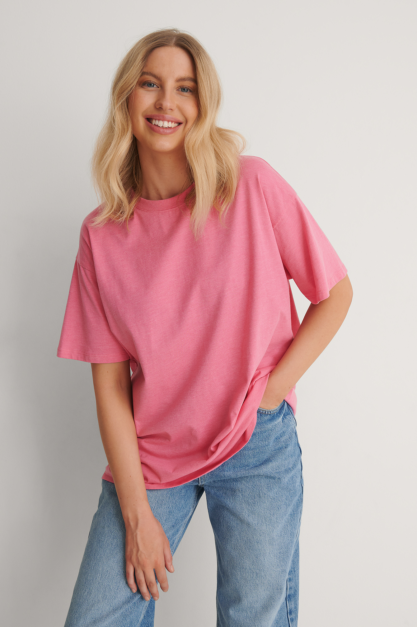 Pink Melange Biologique Tee-shirt Surdimensionné
