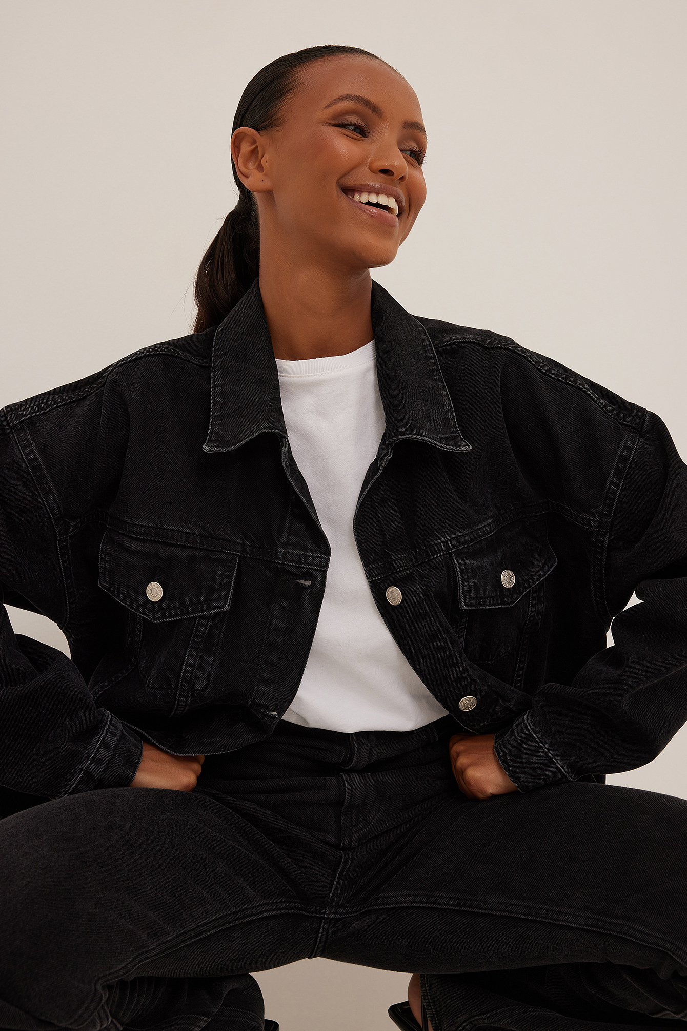 Jean Oversize Veste En Jean Noir Bershka Black Veste En Jeans Noir