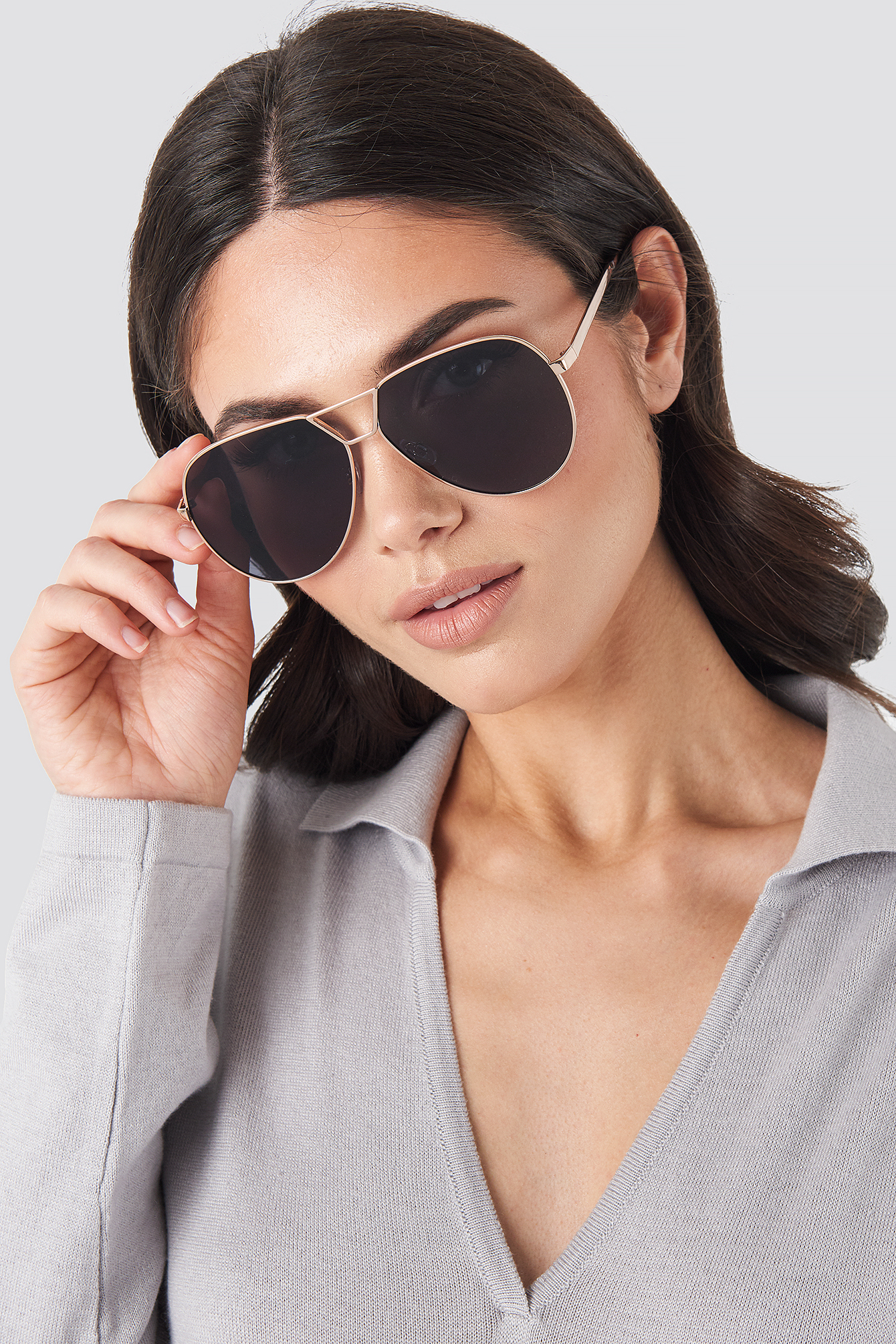 Oversize Wire Frame Sunglasses Noir NAKD