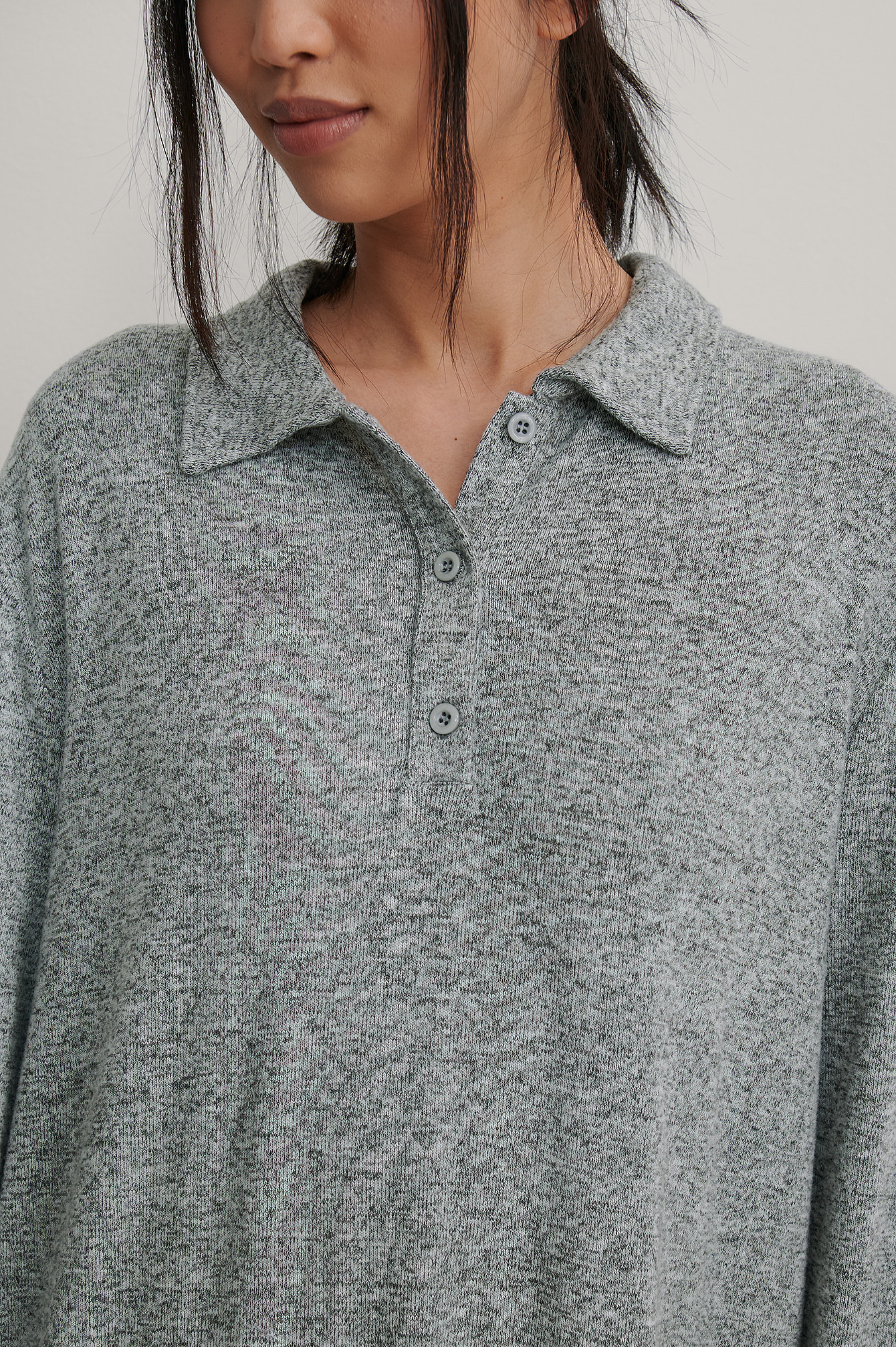 Grey Melange Robe oversize à boutons recyclée