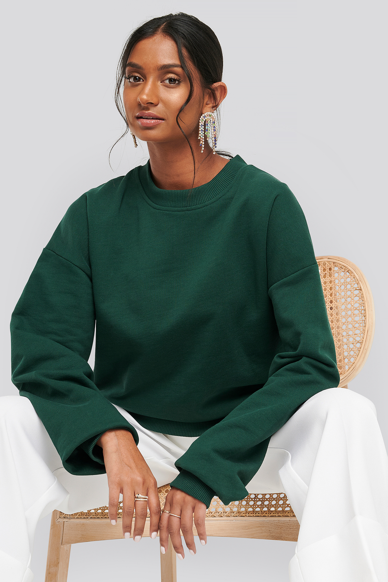 Dark Green Oversized Crewneck Sweatshirt