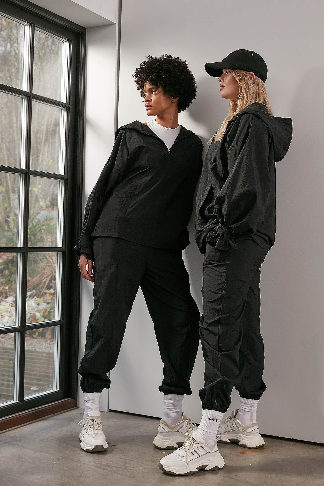 Black Veste Coupe-Vent Demi-Zippée Oversize