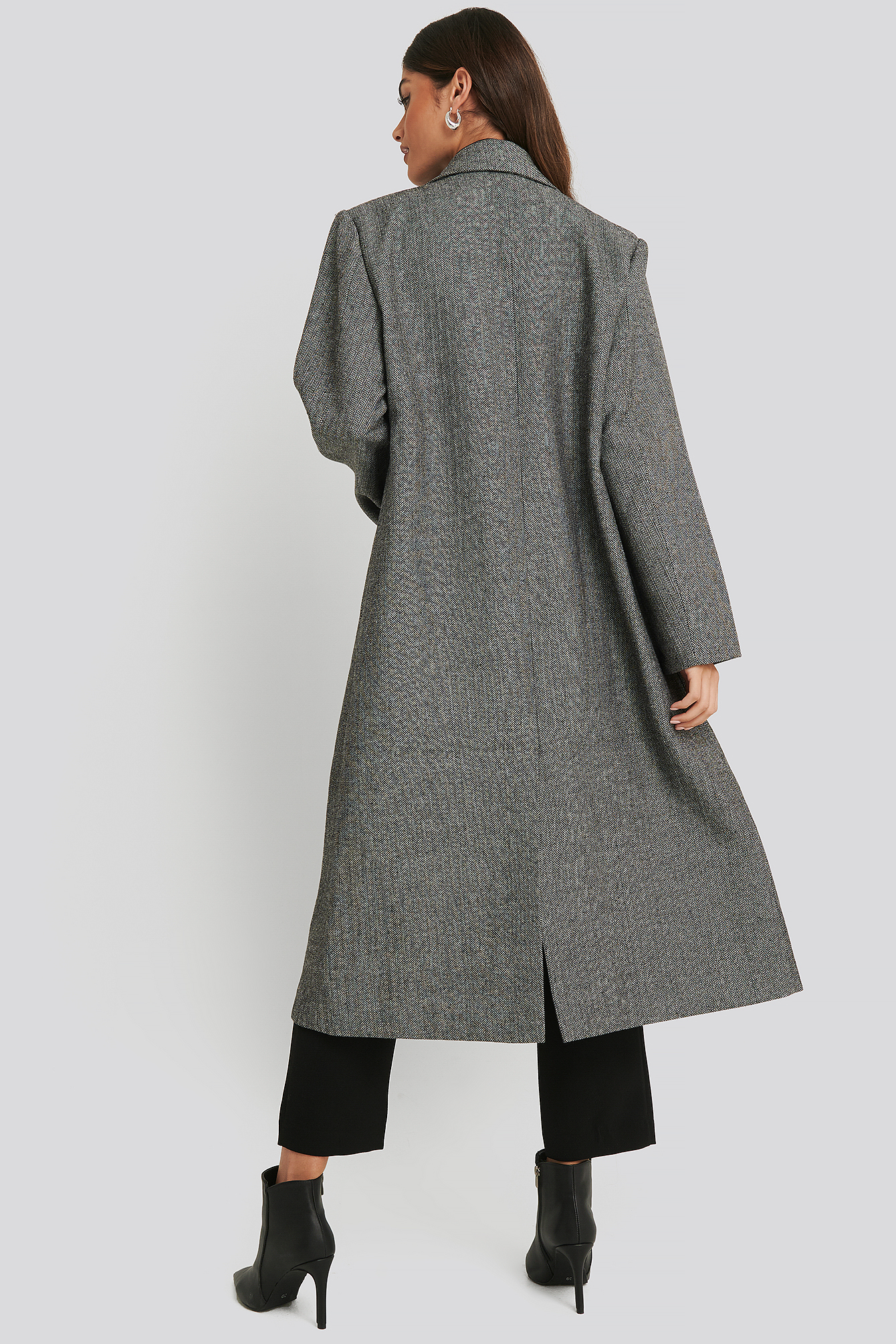 Oversized Herringbone Coat Gris nakd.fr