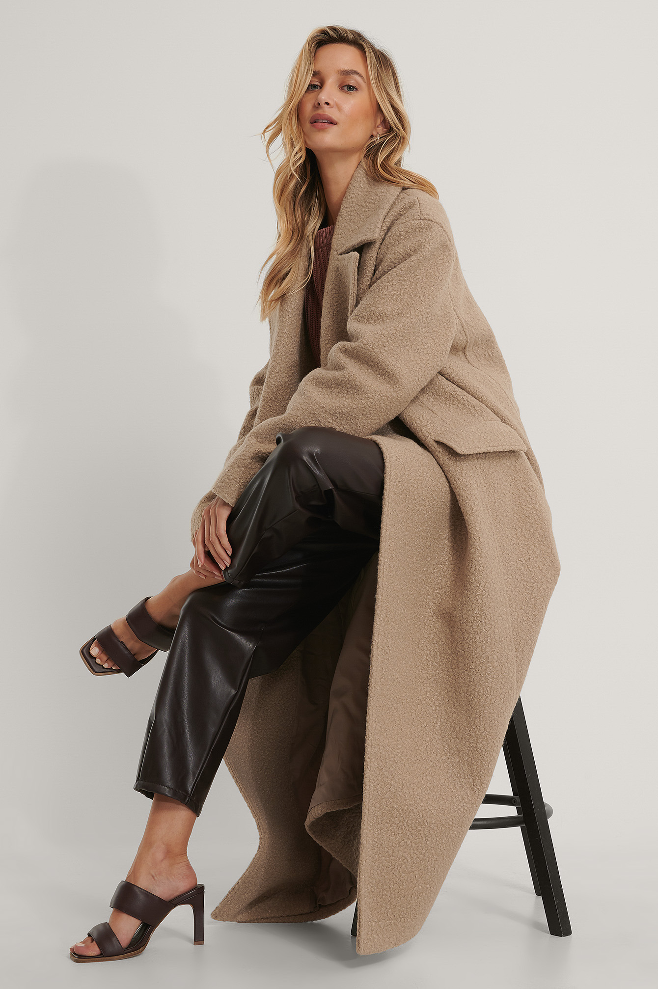 Beige Manteau Oversize