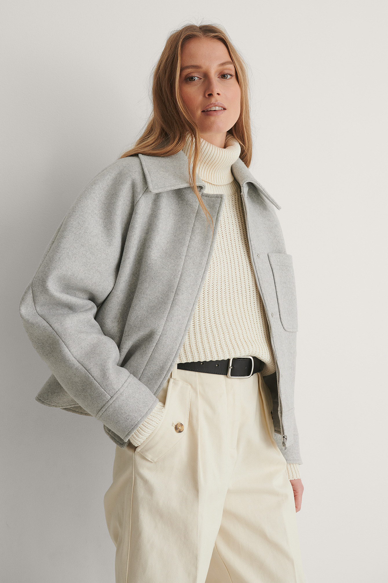 Light Grey Veste Surdimensionnée